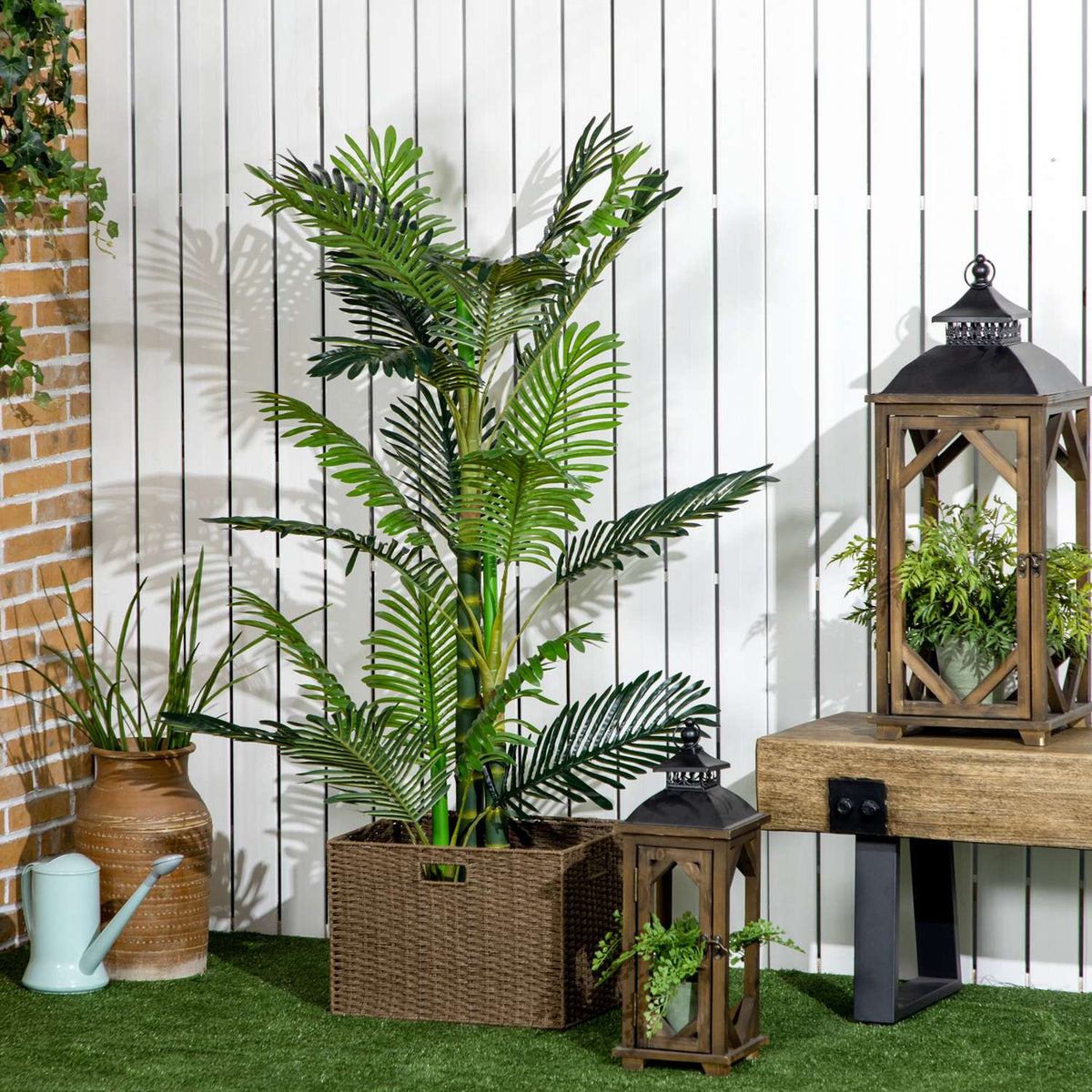 Artificial Palm Tree Artificial Plant Cement Filling 150Cm Indoor Green