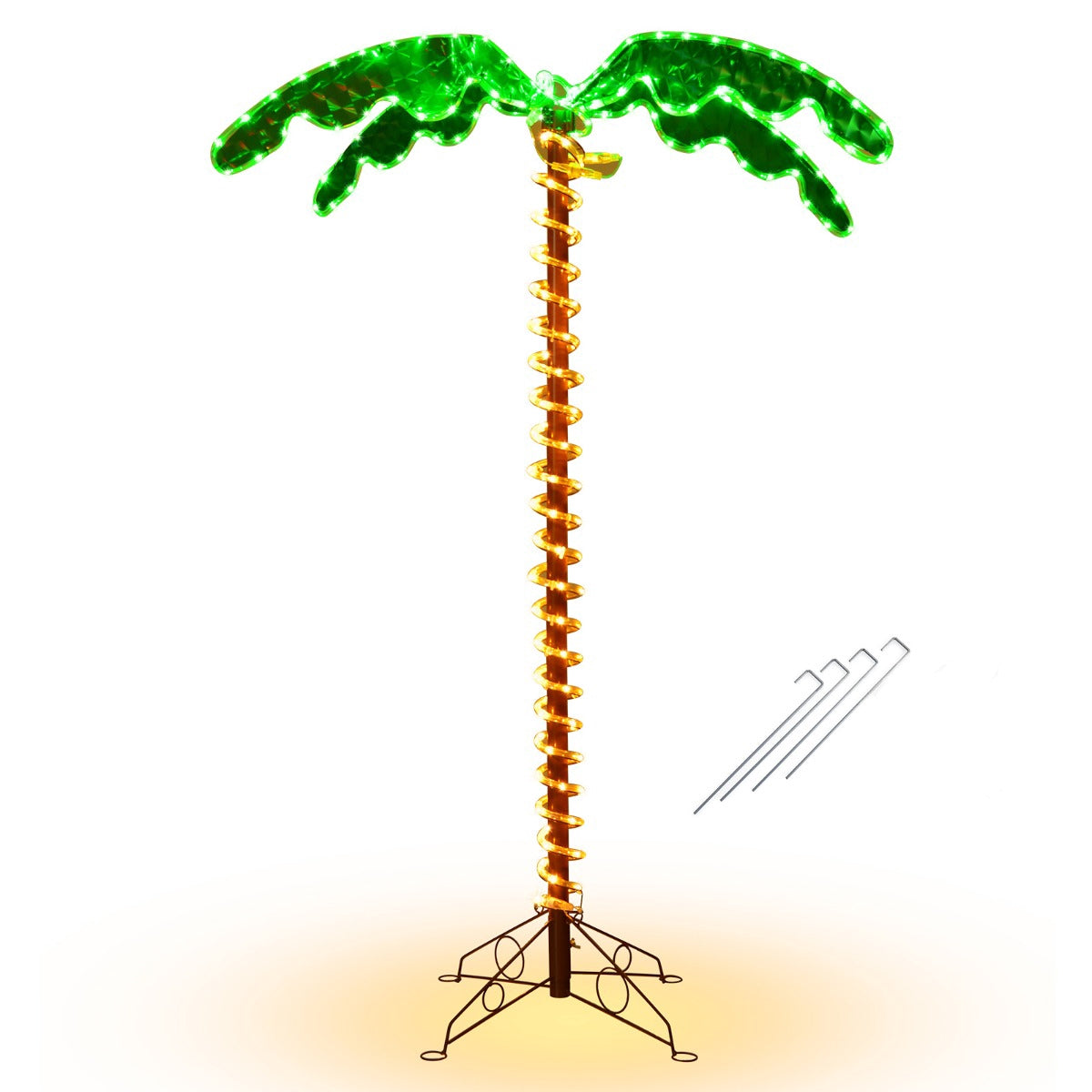 Artificial Palm Tree With LED Lights, 168 cm, Folding Base