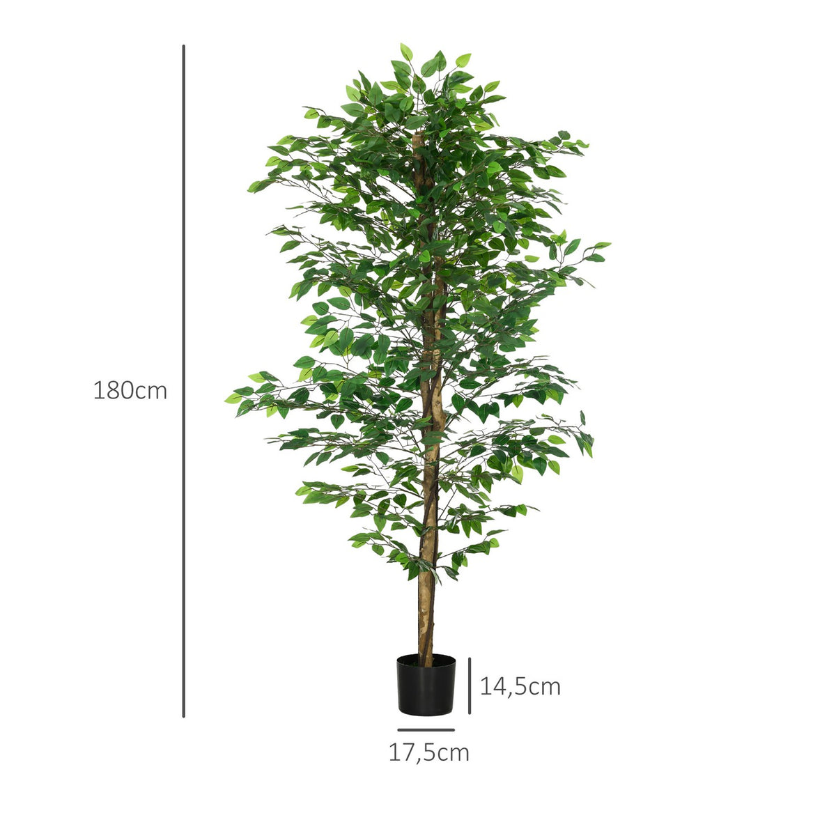 Artificial Plant, 180cm Artificial Plant with Planter, Artificial Moss, Artificial Ficus Artificial Tree, Houseplant for Living Room, Green