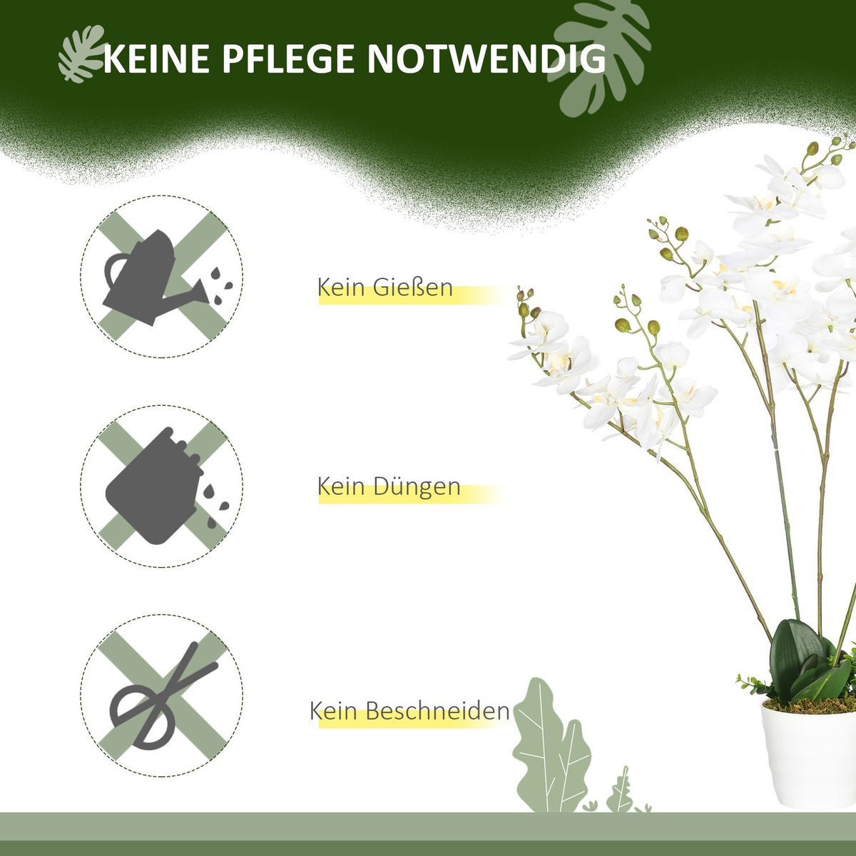 Artificial Plant Artificial Orchid In Pot Artificial Flowers 75Cm White Houseplant For Living Room & Bedroom
