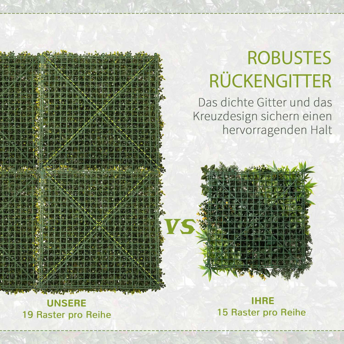 Artificial Plant Wall Pack Of 12 Uv Protection Privacy Screen Milanese Grass Design 50 X 50 Cm Garden Outdoor
