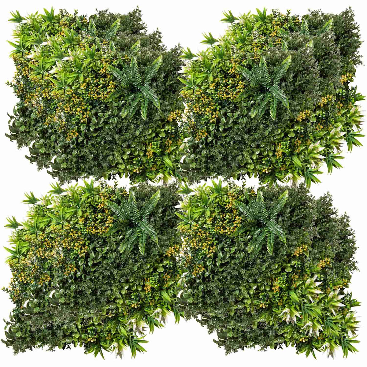 Artificial Plant Wall Pack Of 12 Uv Protection Privacy Screen Multi-Leaf Design 50 X 50 Cm For Outdoor Garden