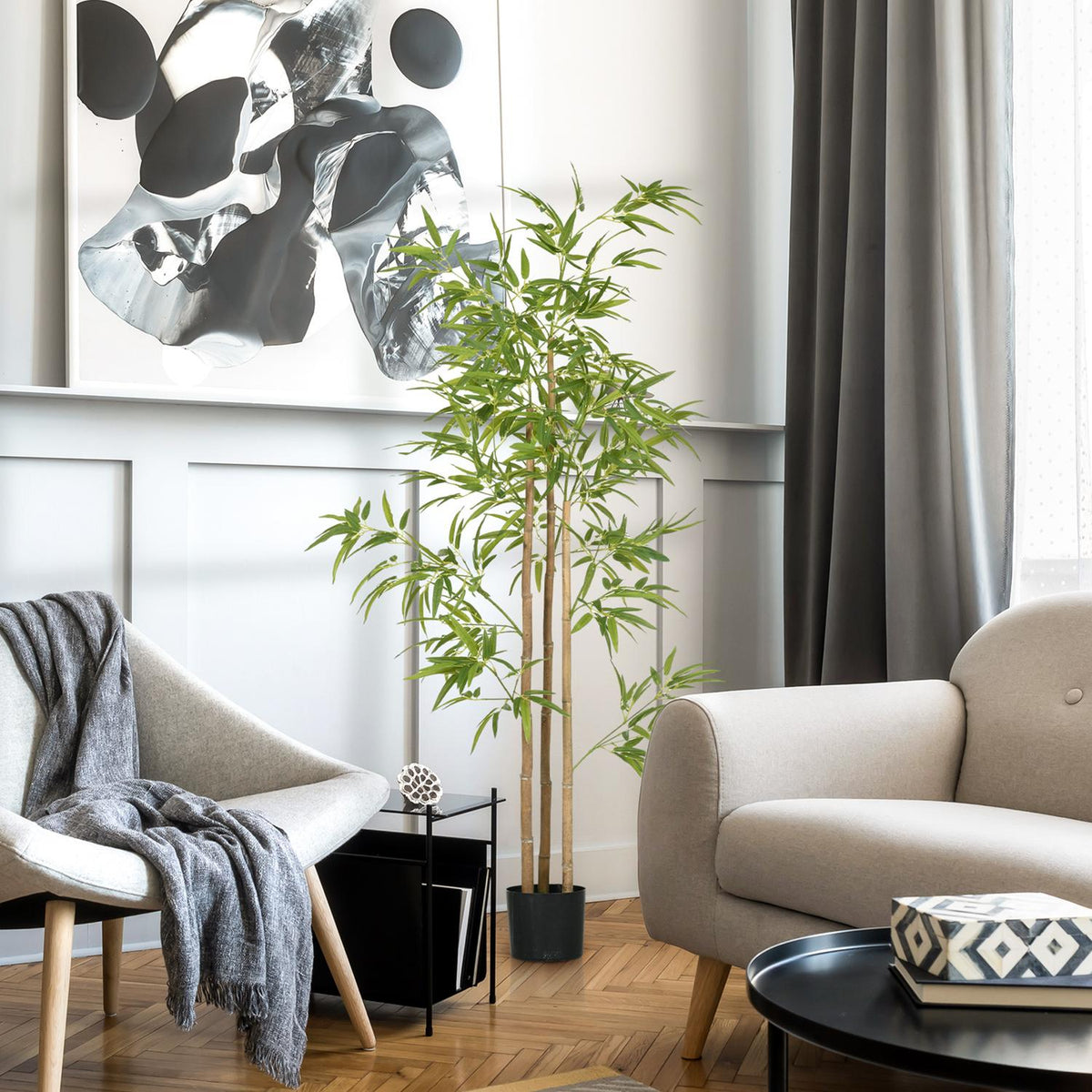 Artificial Plants, Artificial Bamboo, 180 cm Artificial Plant with 830 Leaves, Houseplant, Artificial Tree, Plant Decoration for Indoor, Green