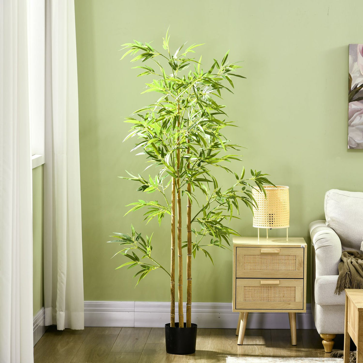 Artificial Plants, Artificial Bamboo, 180 cm Artificial Plant with 830 Leaves, Houseplant, Artificial Tree, Plant Decoration for Indoor, Green