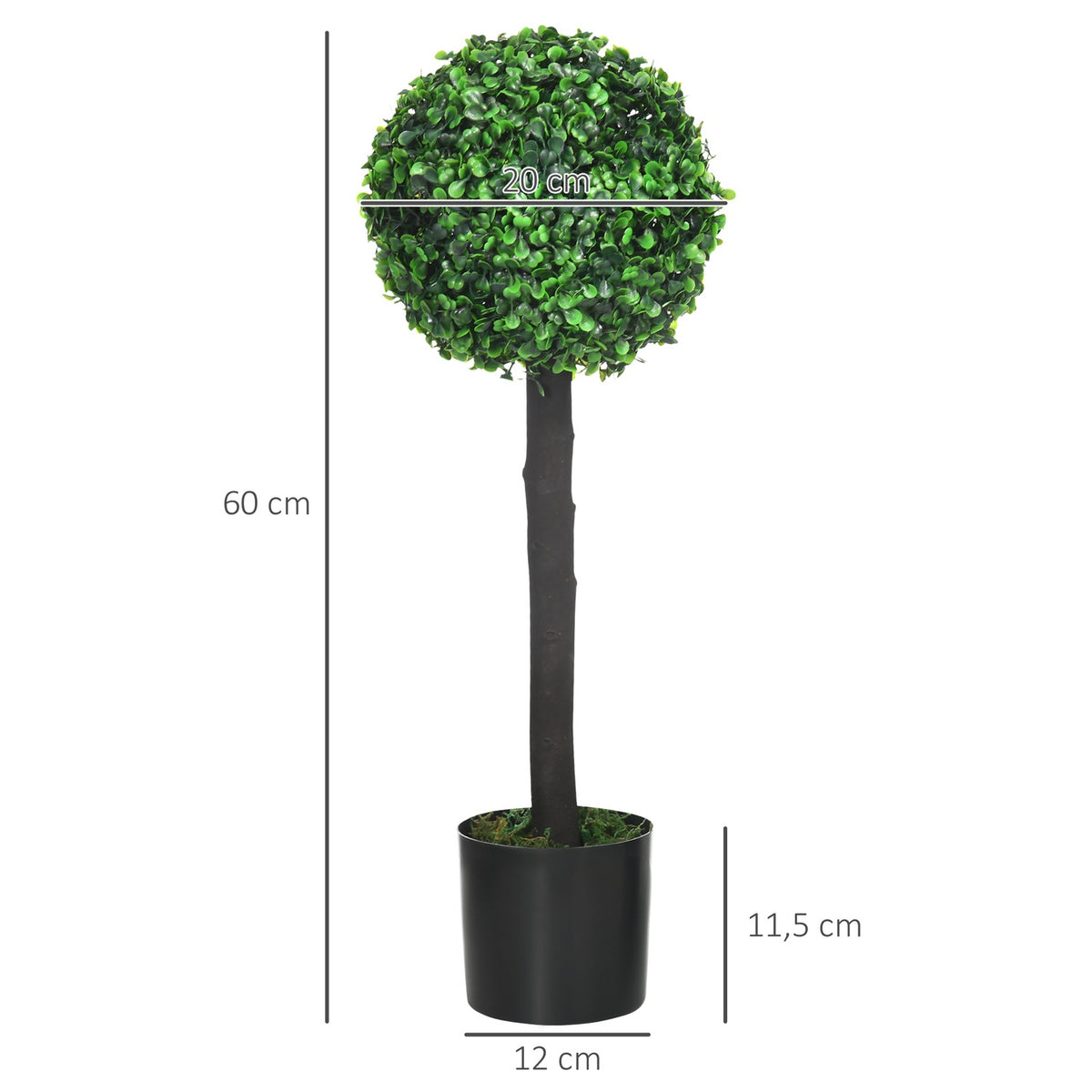 Artificial Plants Set Of 2 Uv Resistant Houseplants 60Cm Boxwood Artificial Plant With Flower Pot Artificial Tree Peva Green
