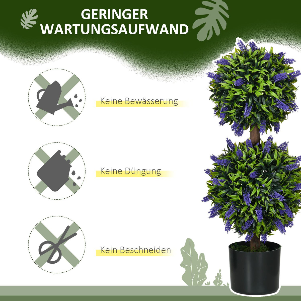 Artificial Plants Set of 2, UV Resistant Artificial Plant in Flower Pot, 70cm Houseplant with Lavender for Living Room, Garden