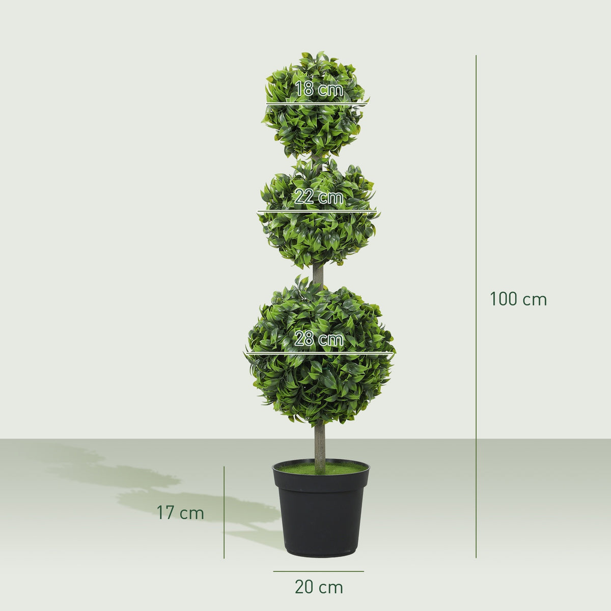 Artificial Potted Plants, UV-Resistant, 100 cm Tall