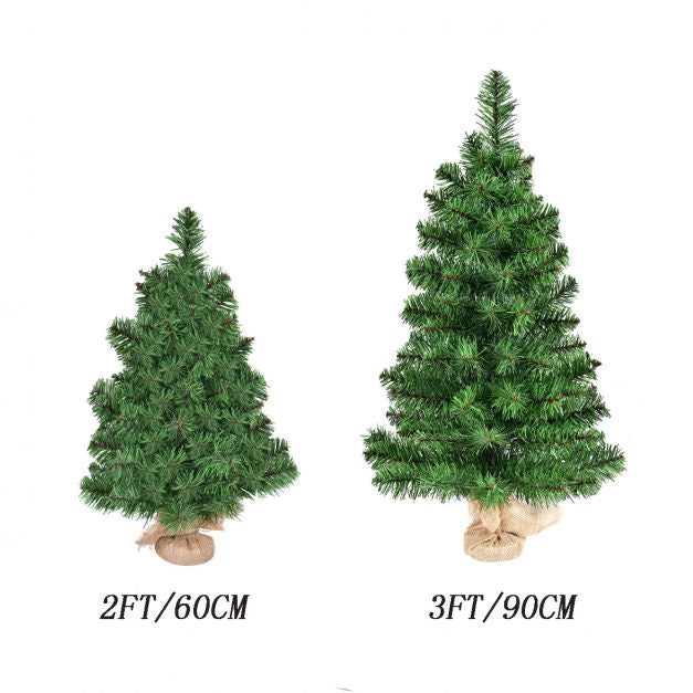 Artificial Tabletop Christmas Tree, 3 Ft, Burlap Base, Unlit