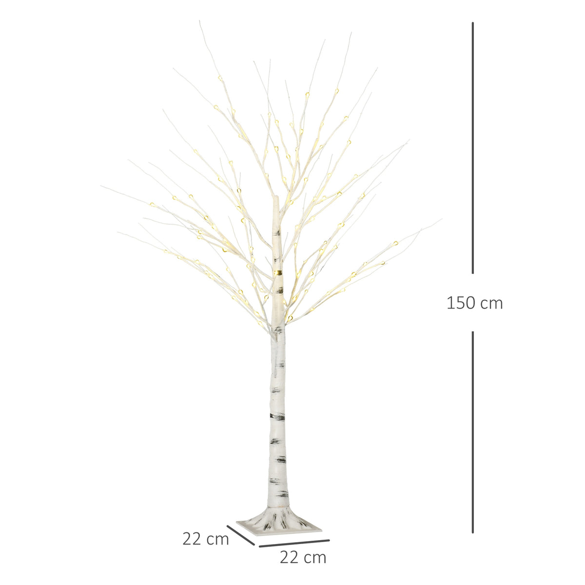 Artificial birch tree 150 cm with LED, Christmas decoration artificial birch for parties, birthdays and weddings
