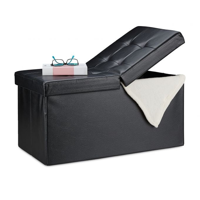Artificial leather bench with folding lid