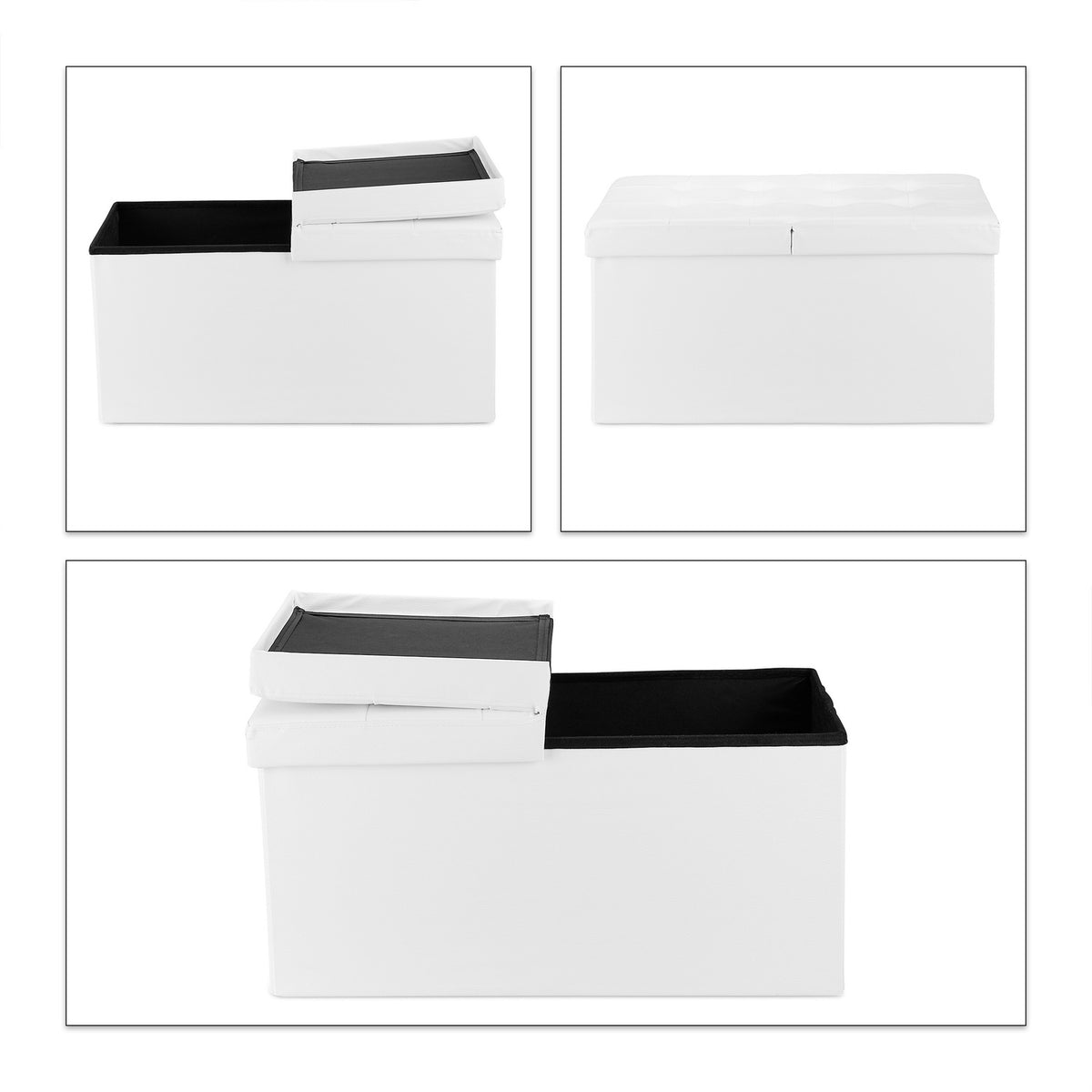 Artificial leather bench with folding lid
