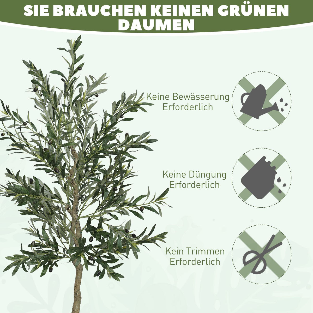 Artificial olive tree, 180 cm, 900 leaves, 40 olives, sturdy flowerpot, decorative plant, green