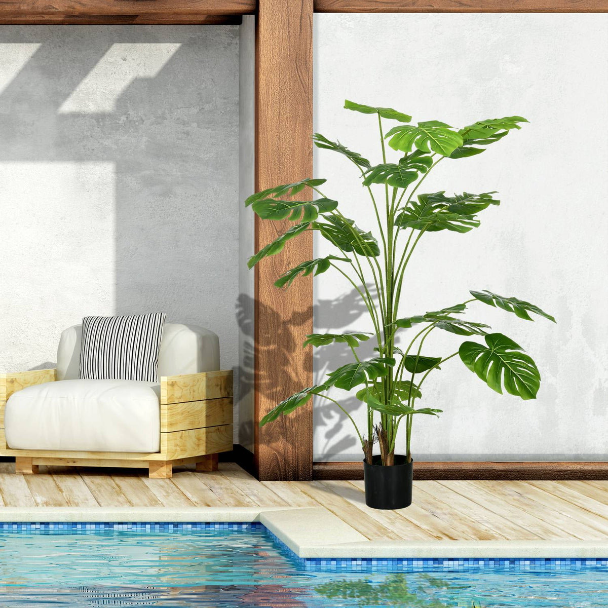 Artificial plants, artificial Monstera Deliciosa, 180 cm artificial plant with 24 branches, houseplant, artificial tree, plant decoration for indoor, green