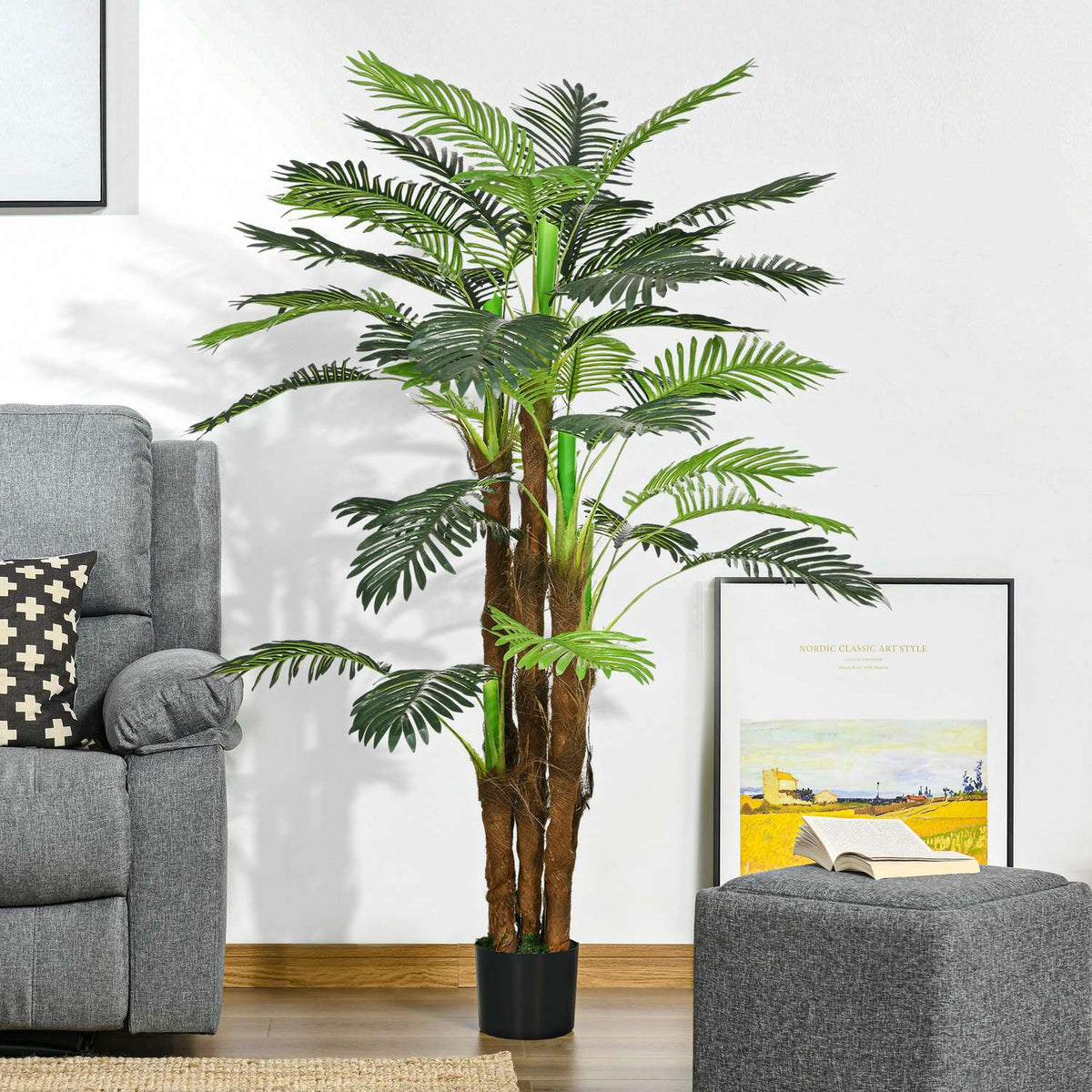 Artificial plants, artificial palm tree, 160 cm artificial plant with 36 branches, houseplant, artificial tree, plant decoration for indoor, outdoor, green