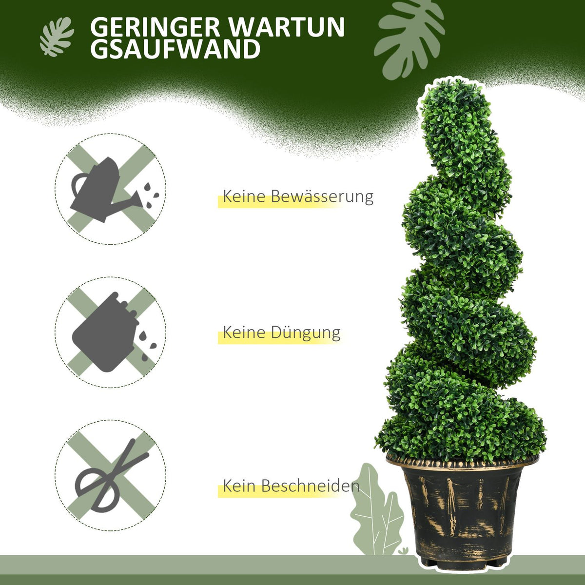 Artificial plants set of 2, UV-resistant artificial plant in flower pot, 90 cm houseplant boxwood for indoor, outdoor