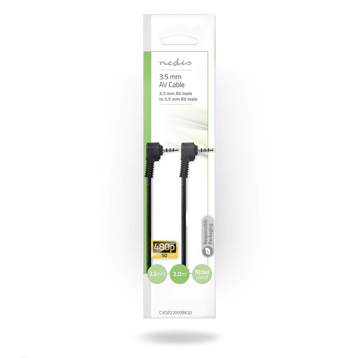 Audio Video Cable | 3.5 mm Male | 3.5 mm Male | Nickel Plated | 2.00 m | Round | PVC | Black
