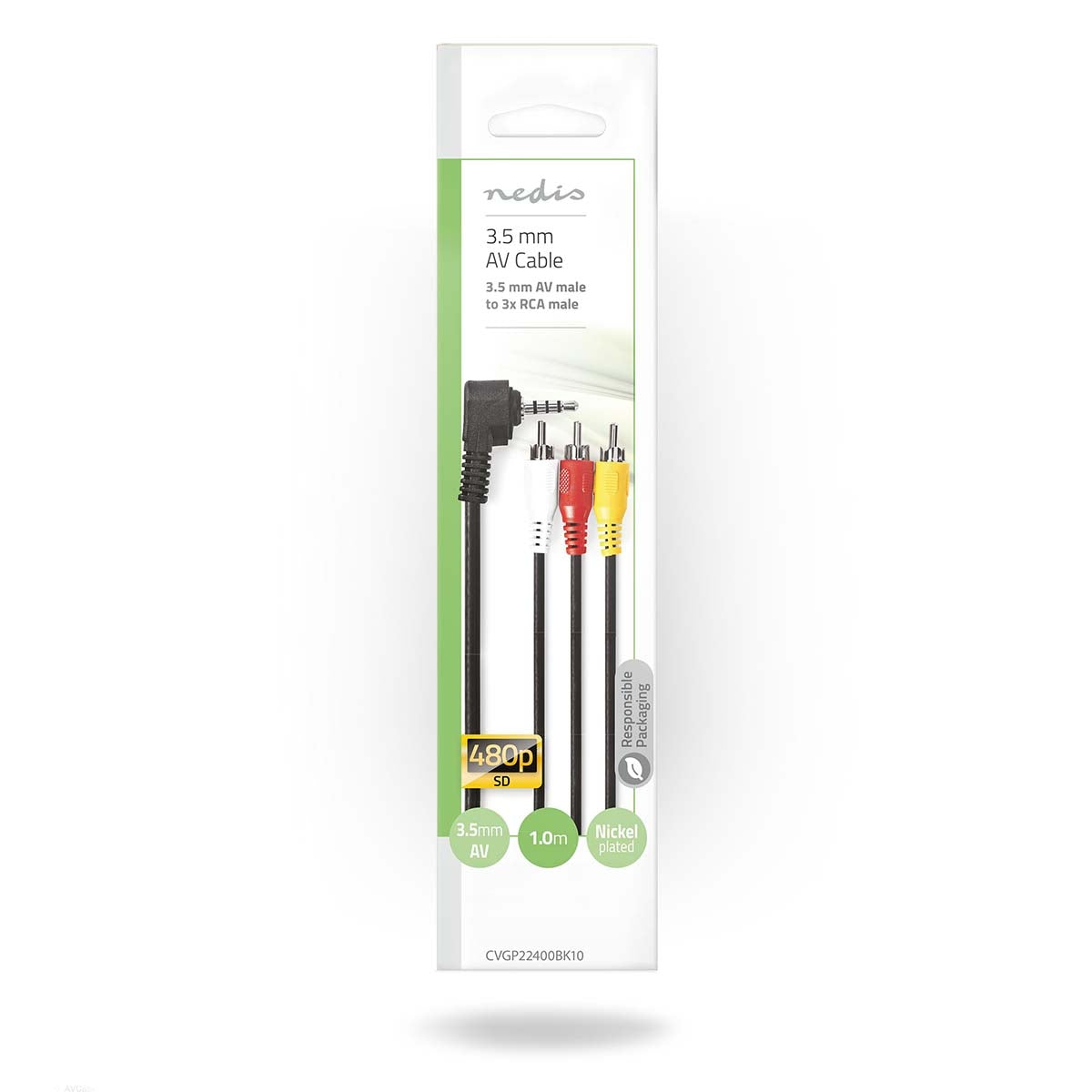 Audio Video Cable | 3.5 mm Male | 3x RCA Male | Nickel Plated | 1.00 m | Round | PVC | Black