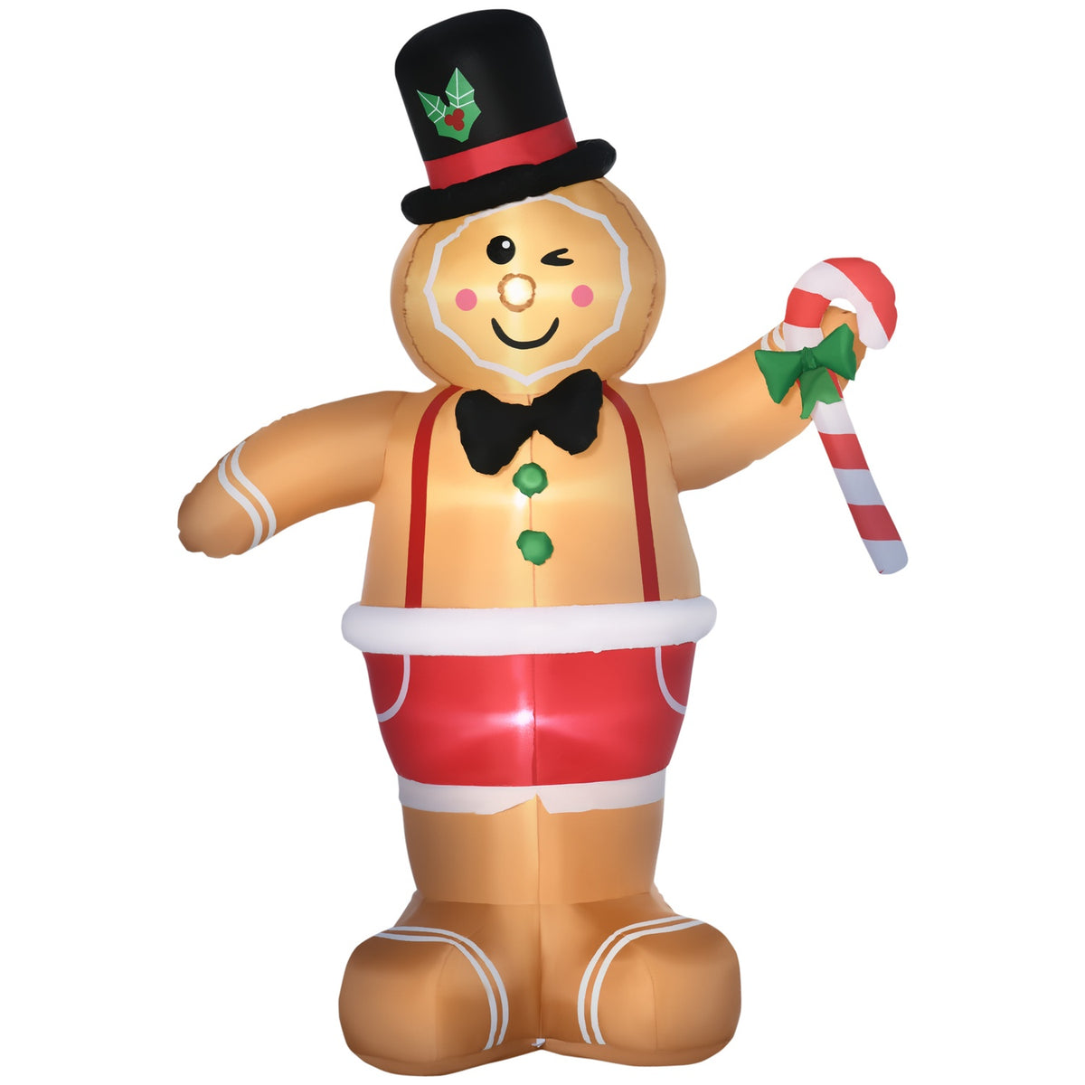 Automatic Inflatable Gingerbread Man 2.38M Christmas Decoration With Led Lights And Candy Cane Waterproof Brown