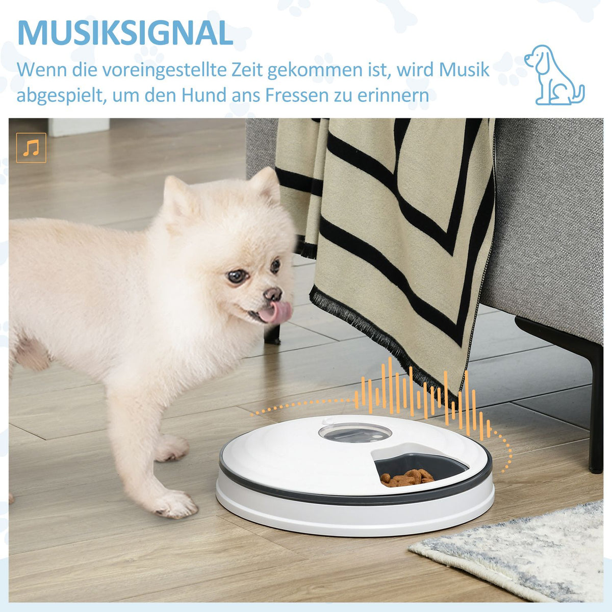 Automatic Pet Feeder 6 Compartments For Cats And Dogs 4 Meals Programmable Led Display Timer White+Grey