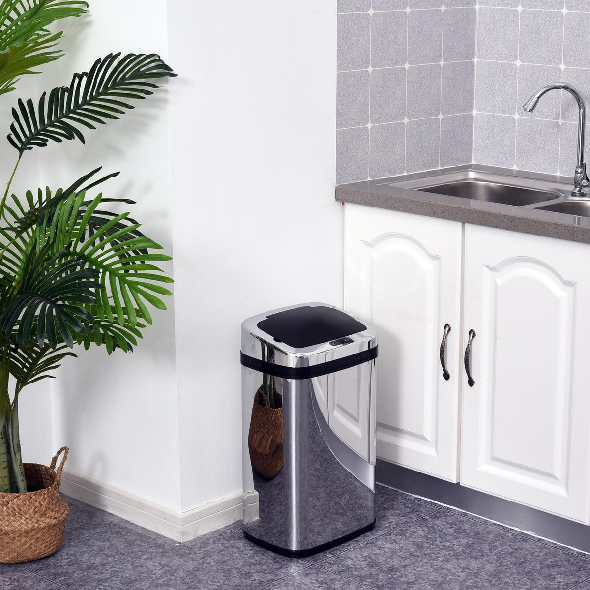 Automatic Sensor Rubbish Bin Ir Sensor, 30L, Square, Optional Inner Bin, Stainless Steel