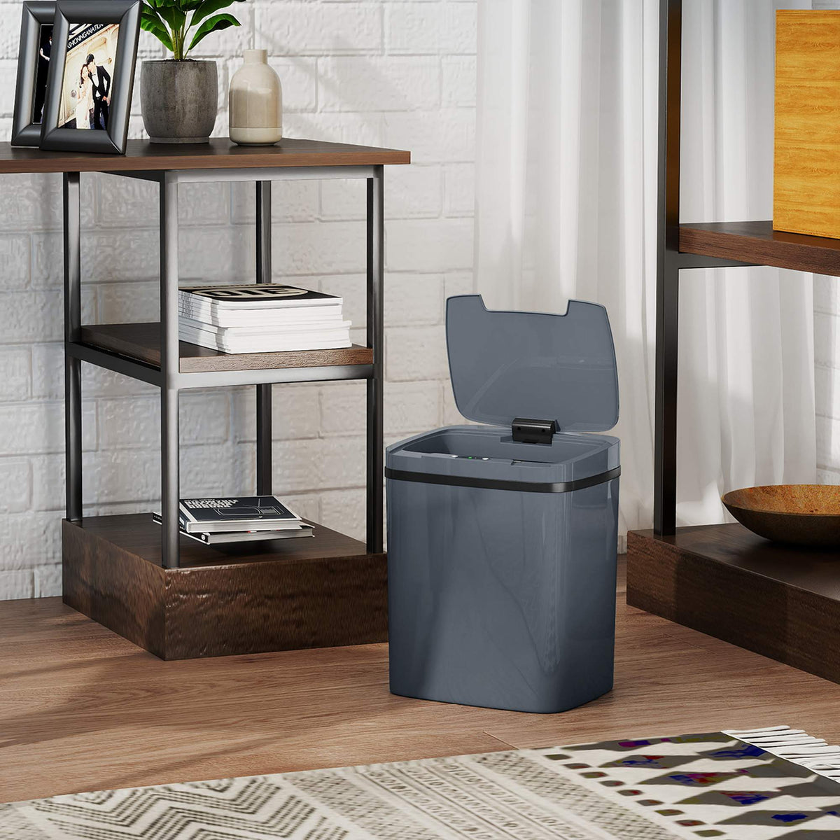 Automatic Sensor Trash Can, 15L, Touchless & Manual Modes