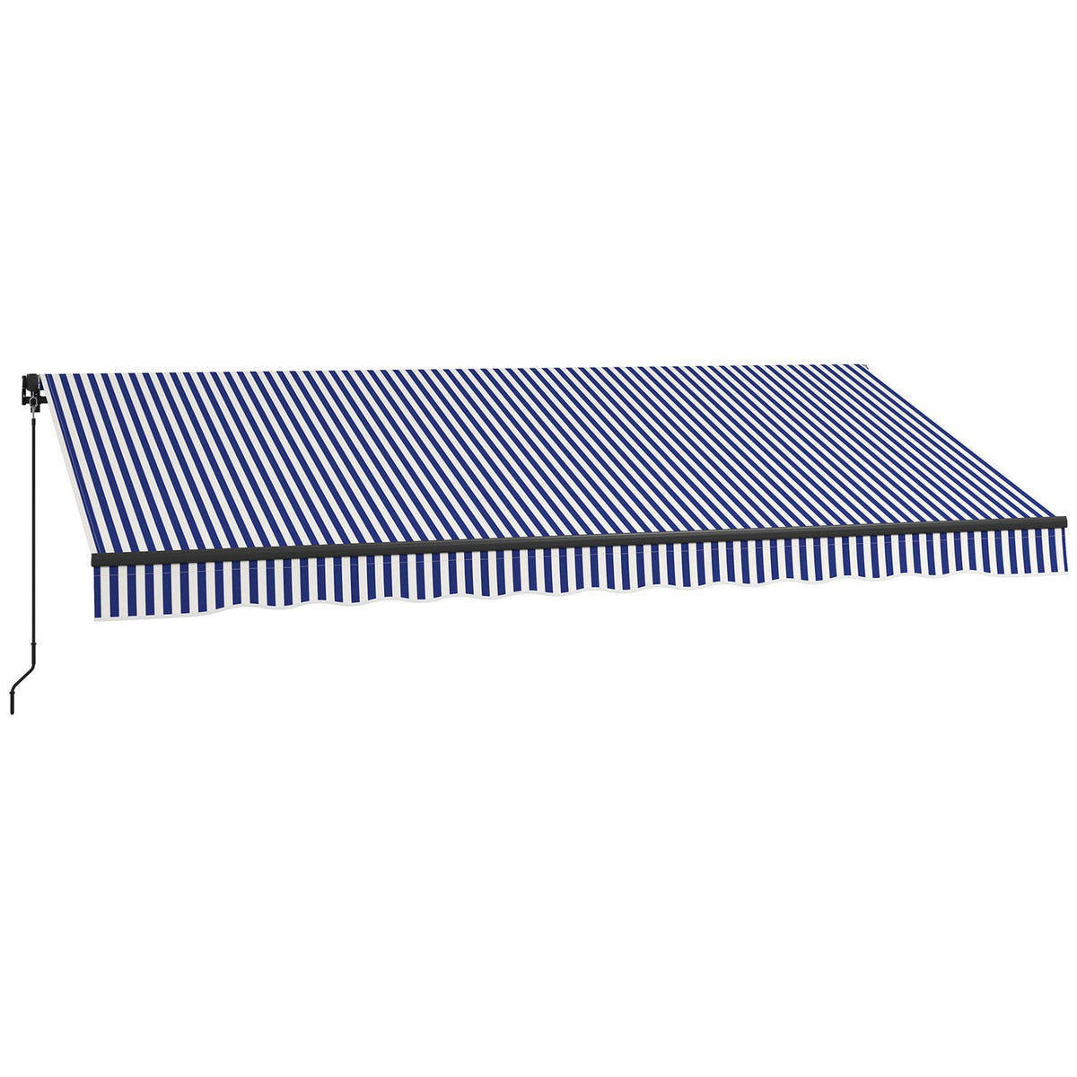 Awning 4X3M Wall Mounted Balcony Awning With Hand Crank, Sun Protection, Aluminum, Blue + White