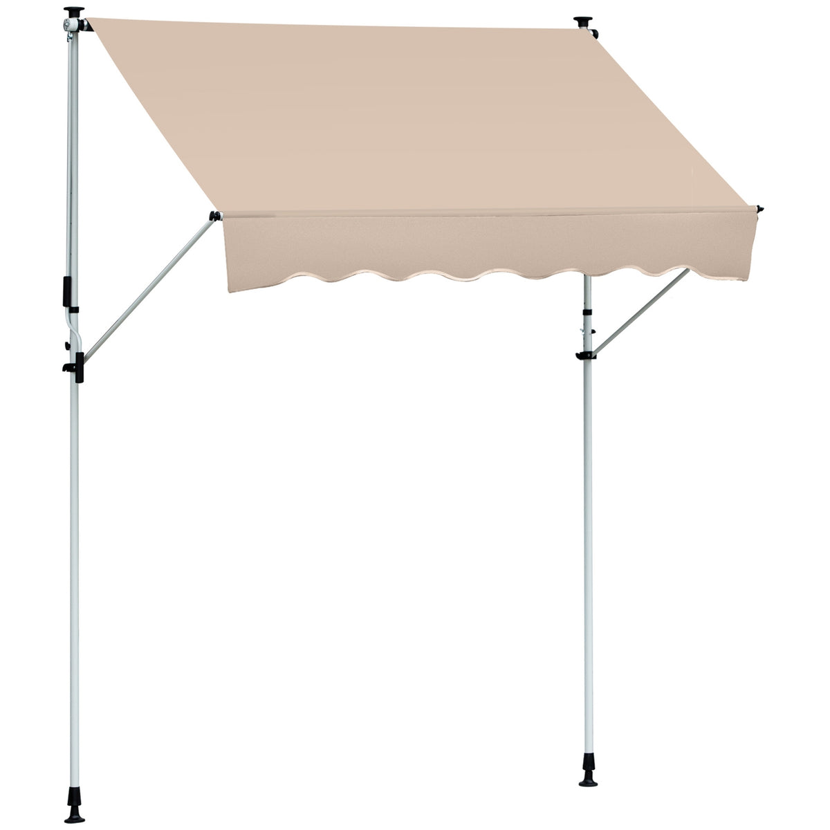 Awning Clamp Awning Sun Protection Folding Arm Hand Crank Balcony Aluminum Cream White 2X1.2M