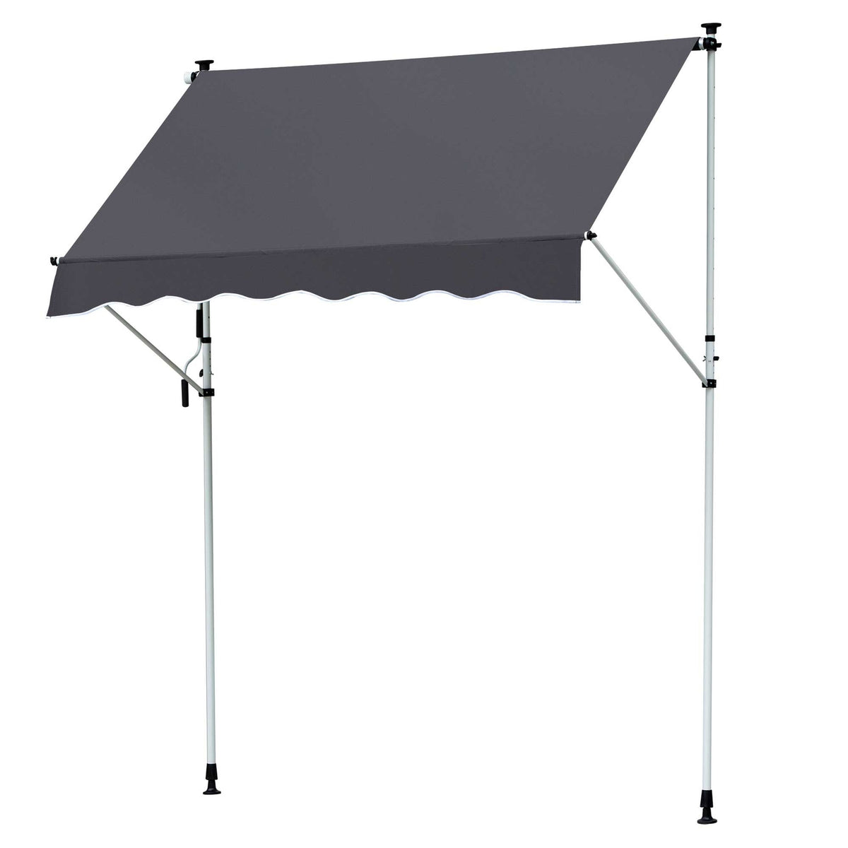 Awning Clamp Awning Sun Protection Folding Arm Hand Crank Balcony Aluminum Gray 2X1.2M