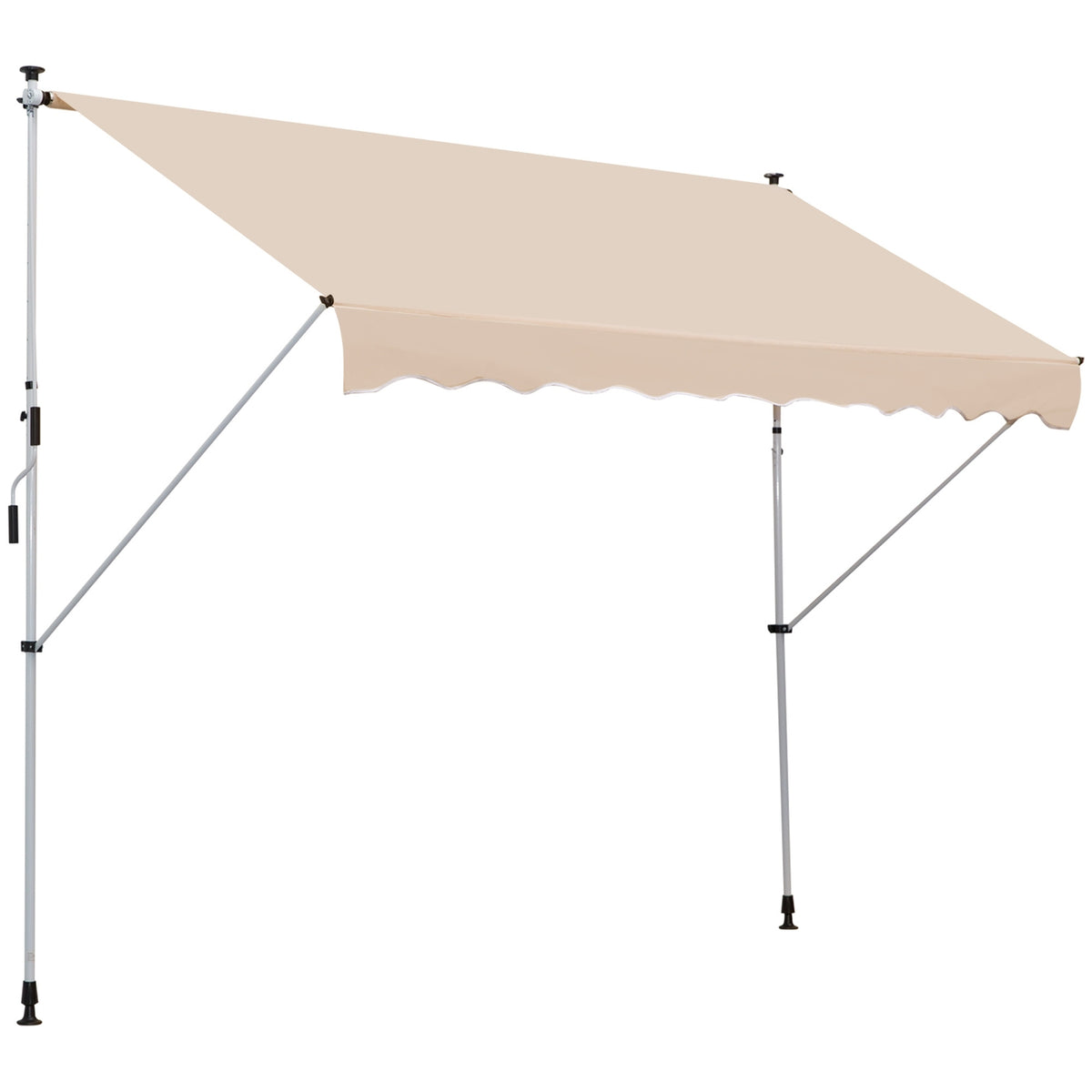 Awning Folding Arm Awning Clamp Awning Height Adjustable Sun Protection Folding Arm Hand Crank Balcony Aluminum Beige 300 X 150Cm