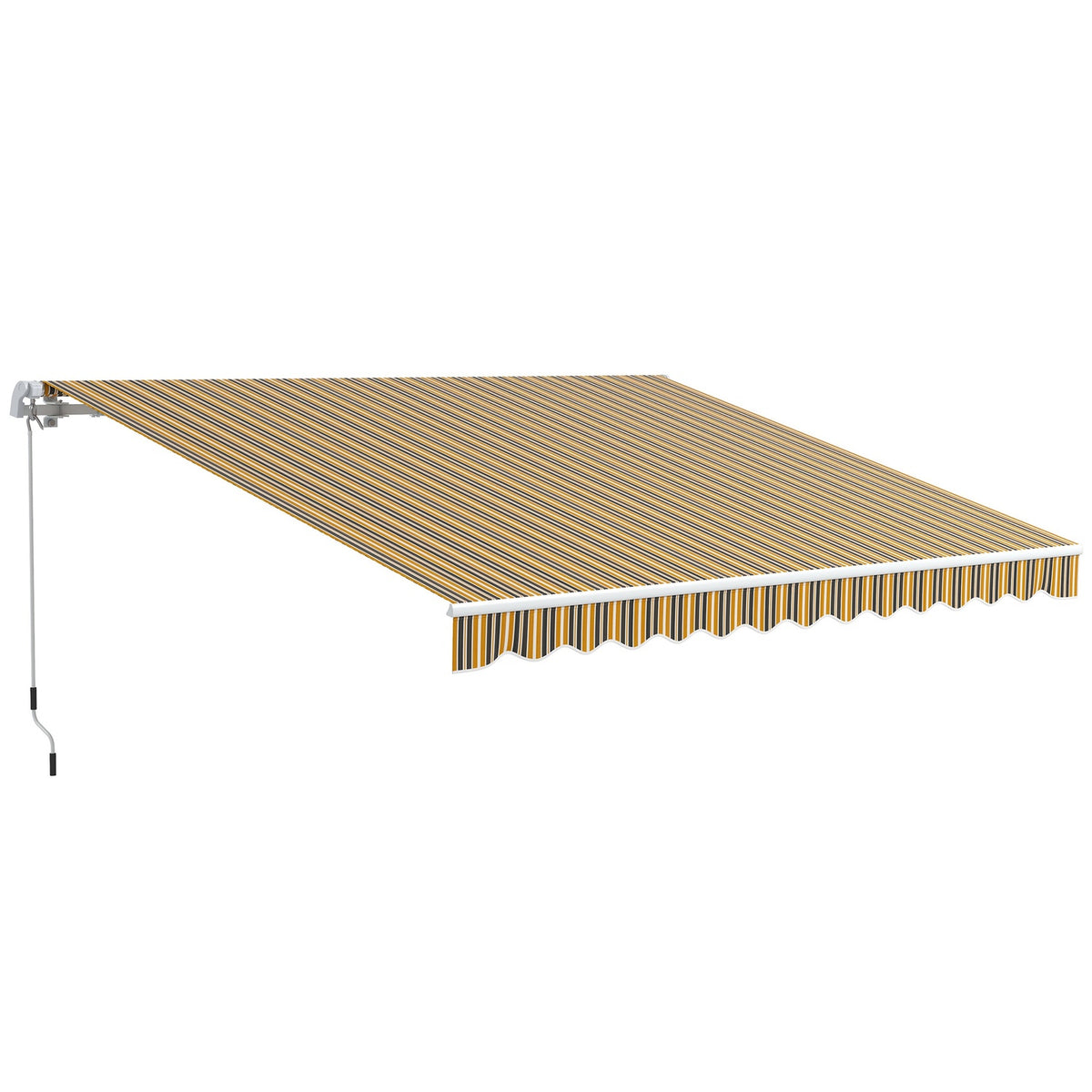 Awning Folding Arm Awning Sun Protection With Hand Crank 3.5 X 2.5 M Yellow Gray Aluminum Polyester