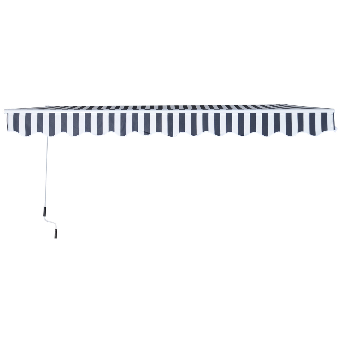 Awning, Folding Arm Awning With Hand Crank, Sun Protection, 3.5 X 2.5 M, Grey+White, Aluminum Polyester