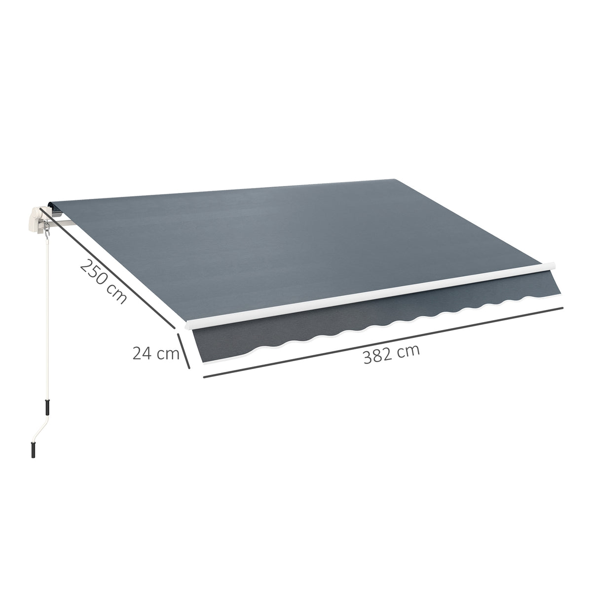Awning cover, awning fabric with valance, water-repellent replacement fabric for 4 x 3 m awnings, awning fabric, sun protection for garden, balcony, yard, gray