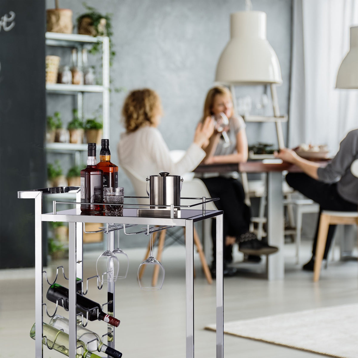 BARON serving trolley in glass