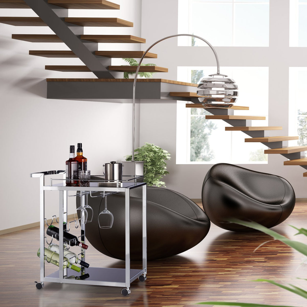 BARON serving trolley in glass