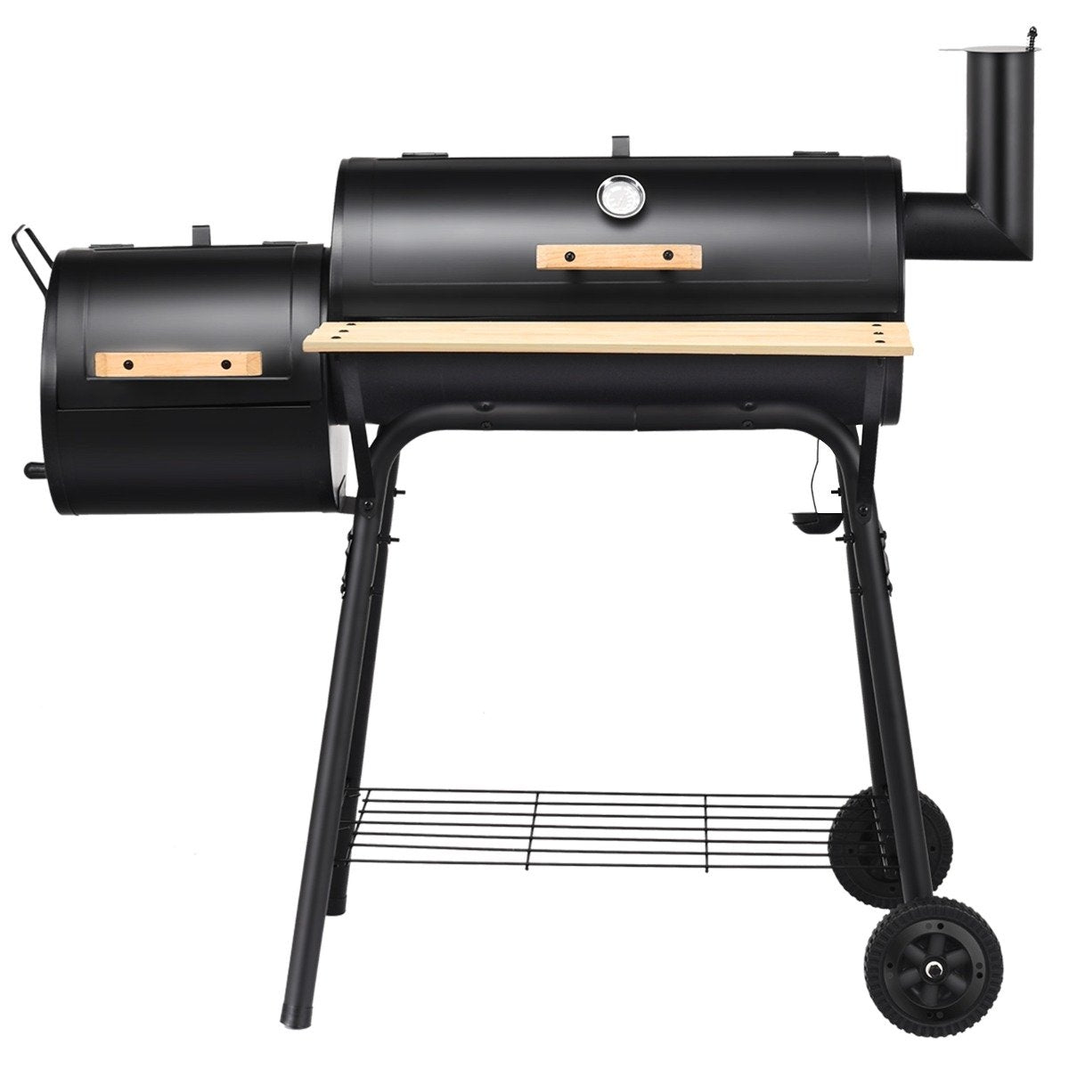 BBQ charcoal grill with wheels grill cart with lid outdoor grill 115 x 65 x 108 cm black