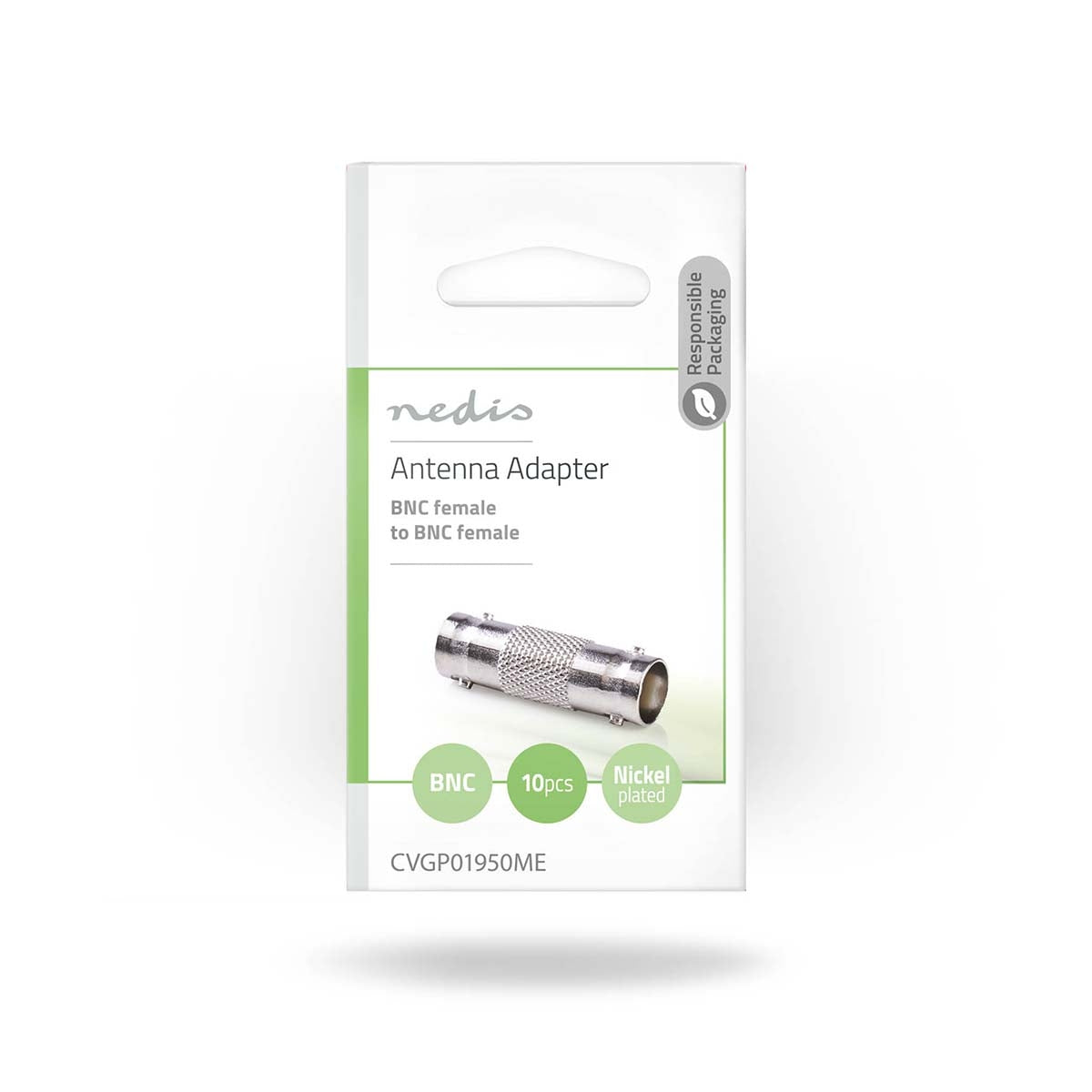 BNC Adapter | BNC Female | BNC Female | Nickel Plated | 50 Ohm | Straight | Metal | Silver | 10 pieces. | Envelope