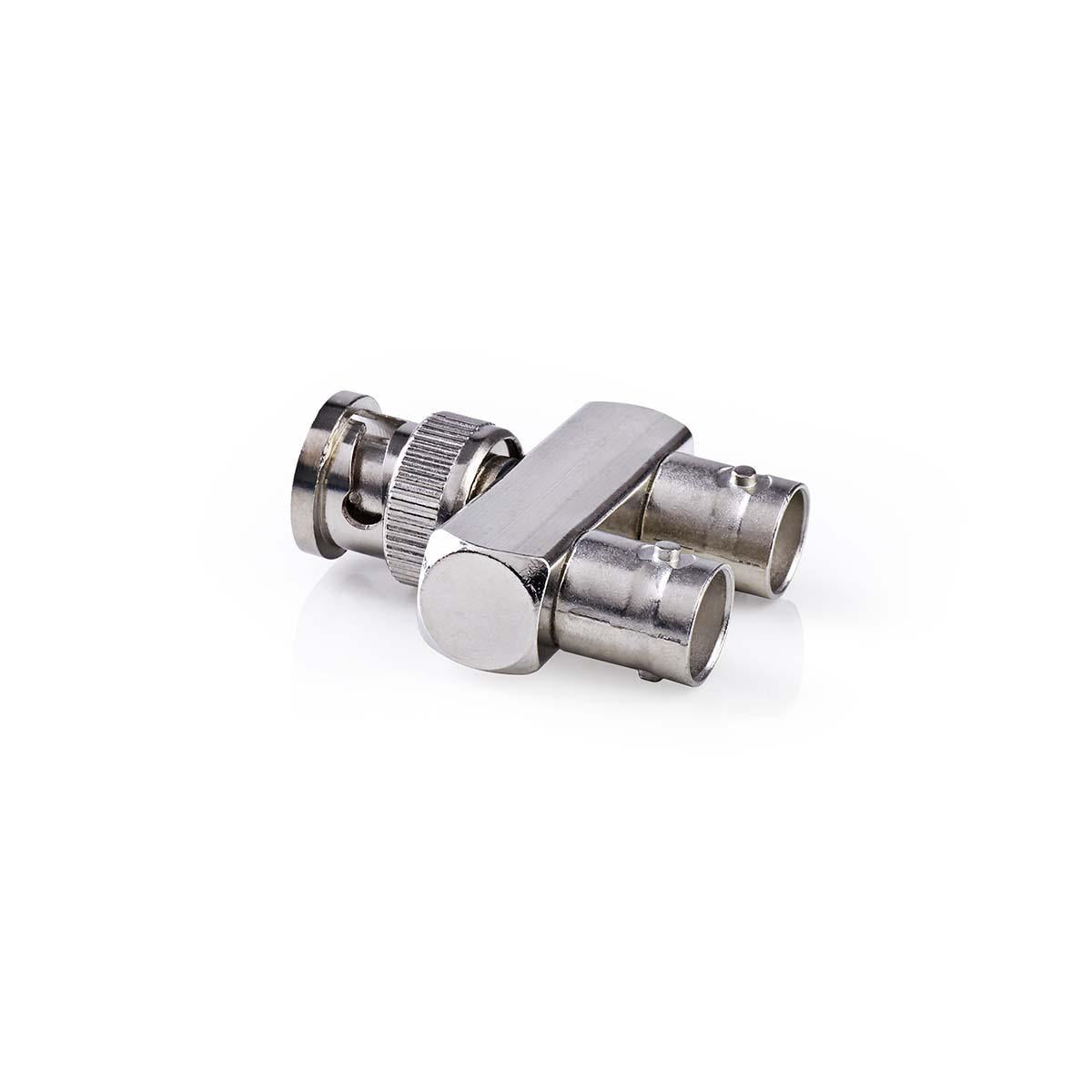 BNC Adapter | BNC Male | 2x BNC Female | Nickel Plated | 50 Ohm | Splitters | Metal | Silver | 10 pieces. | Plastic bag
