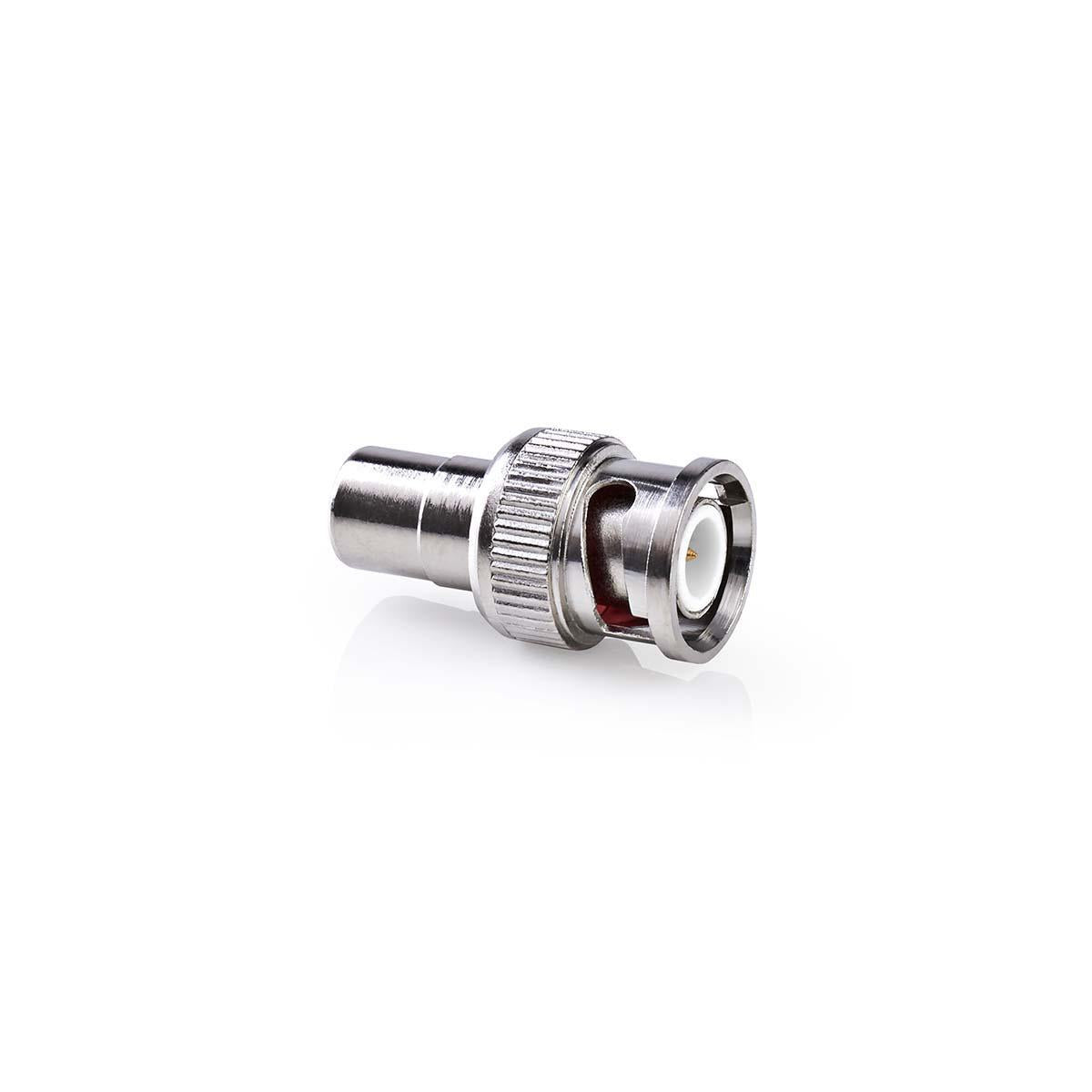 BNC Adapter | BNC Male | RCA Female | Nickel Plated | 50 Ohm | Straight | Metal | Silver | 10 pieces. | Envelope