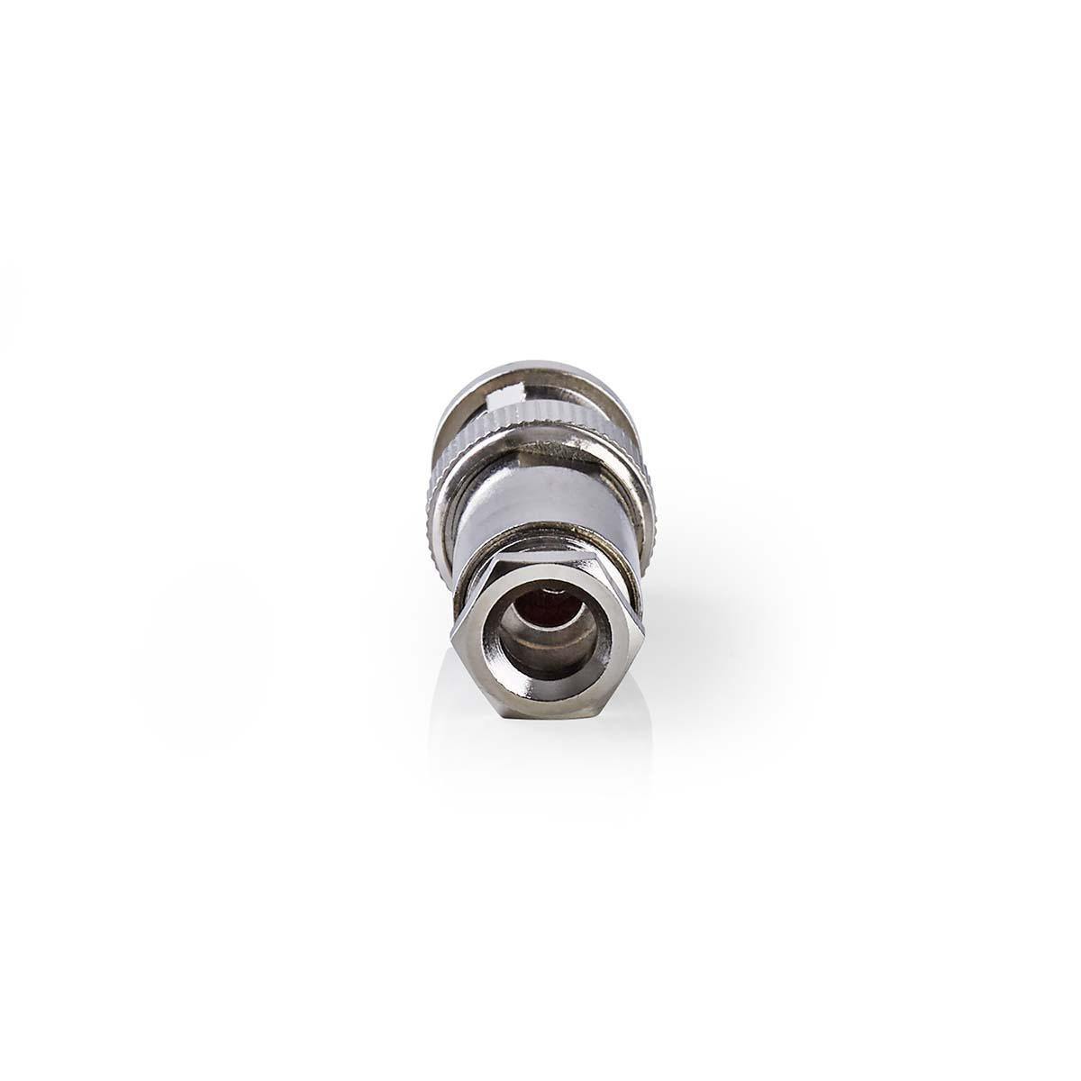 BNC Connector | Straight | Male | Nickel Plated | 50 Ohm | Twist-on | Cable input diameter: 5.0 mm | Steel | Silver | 25 pcs | Polybag