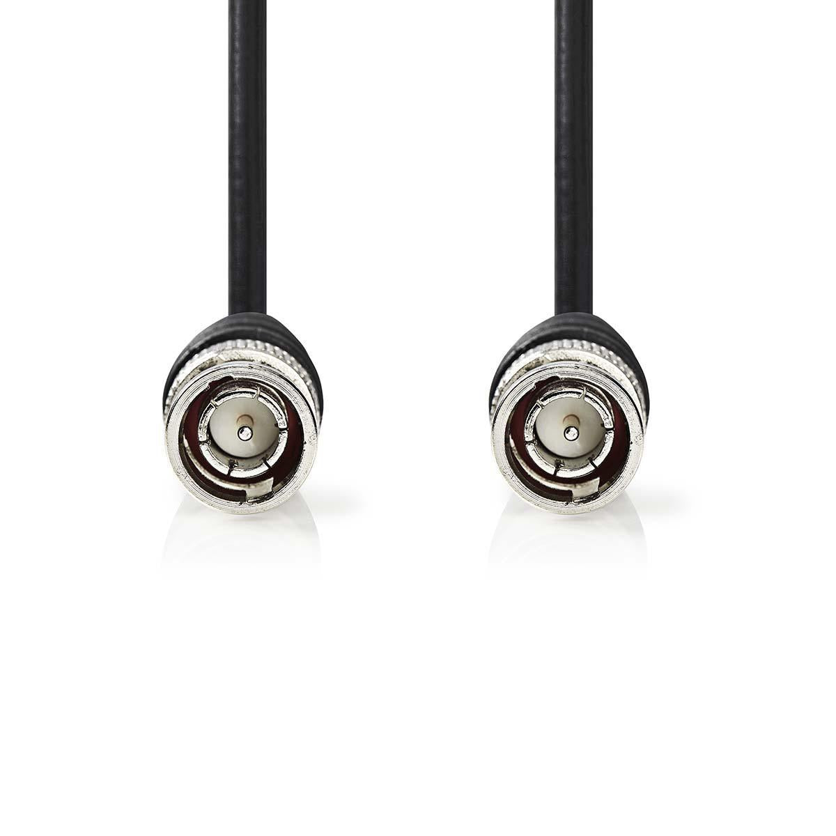 BNC video cable | BNC Male | BNC Male | Nickel plated | 75 Ohm | 5.00 m | Round | PVC | Black | Envelope
