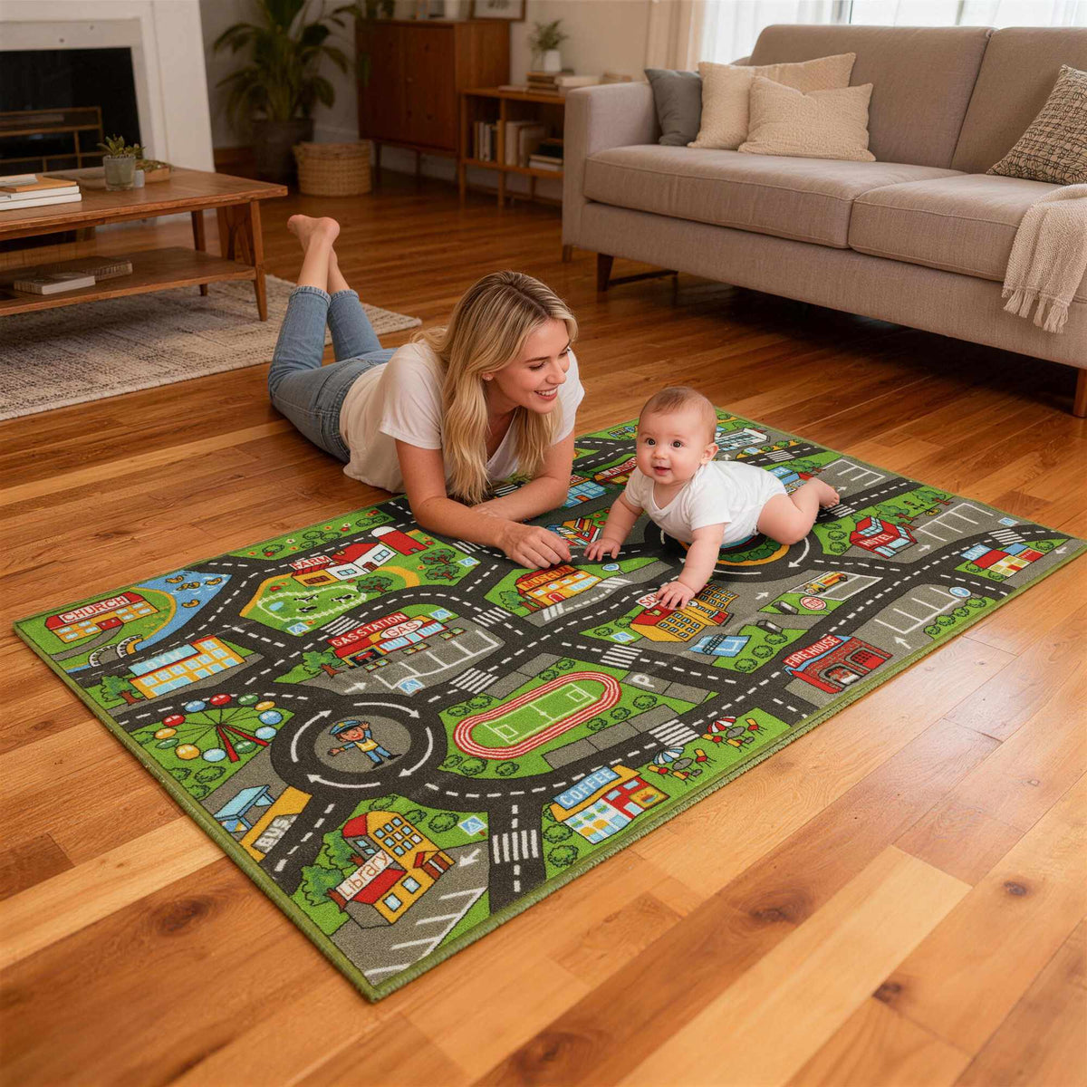 Baby Play Mat 160x100cm, Non-Slip City Design