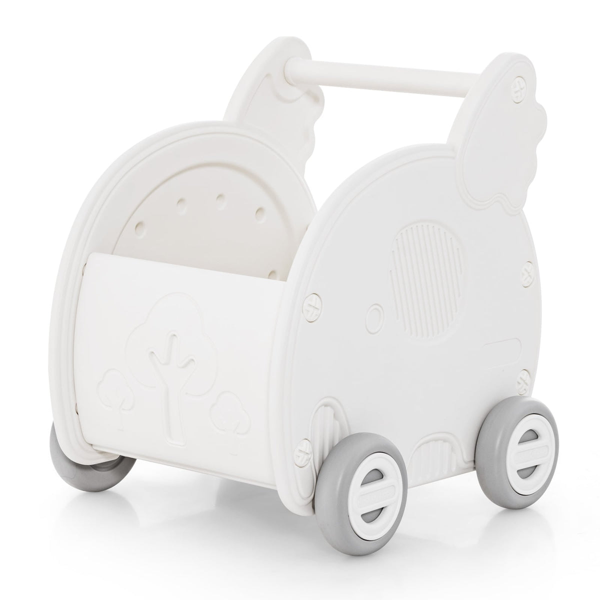 Baby Push Walker 4-Wheel Elephant Shape, White, HDPE