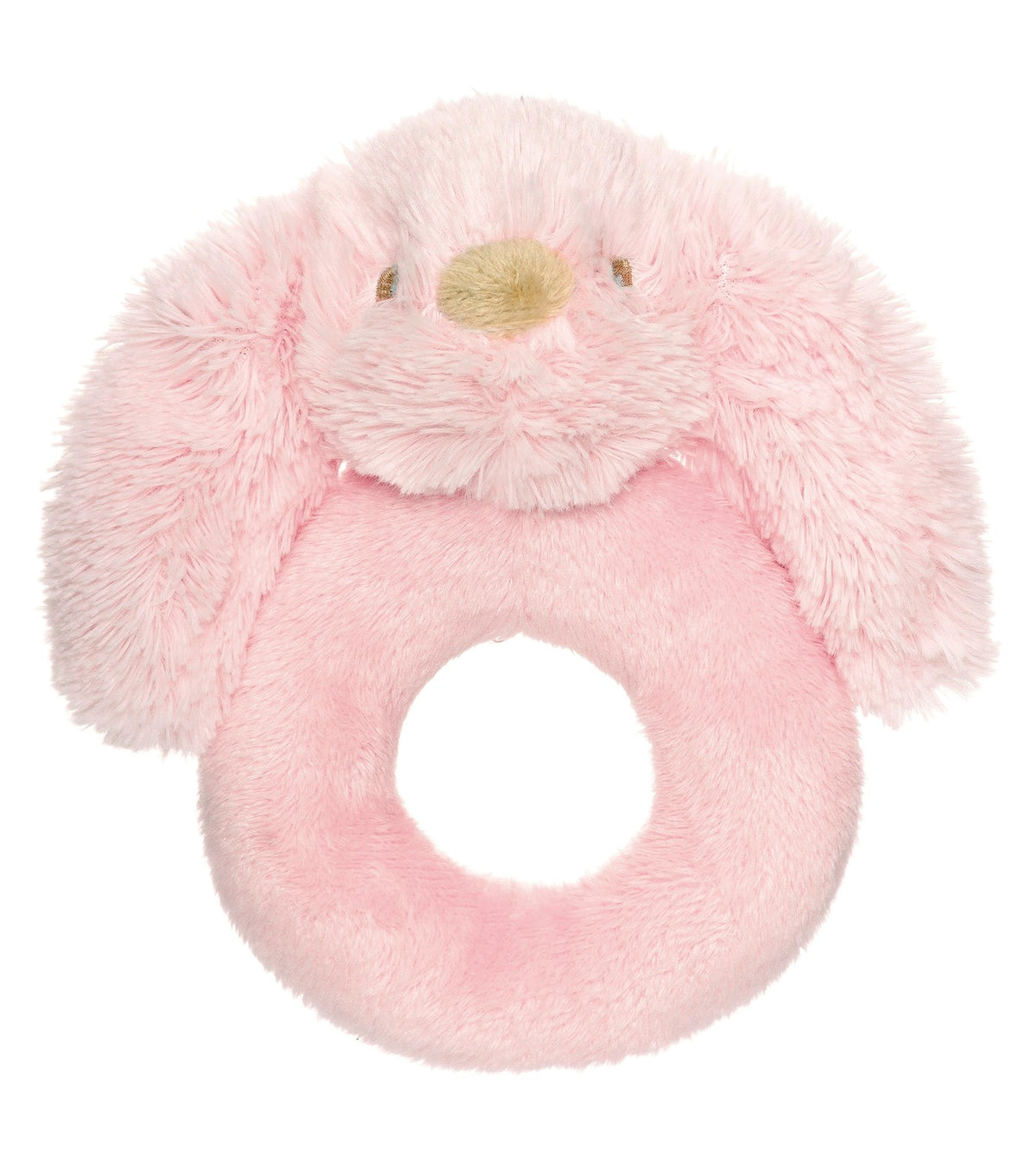 Baby Ring Rattle, Soft Pink Bunny, Easy-Grasp, 14cm