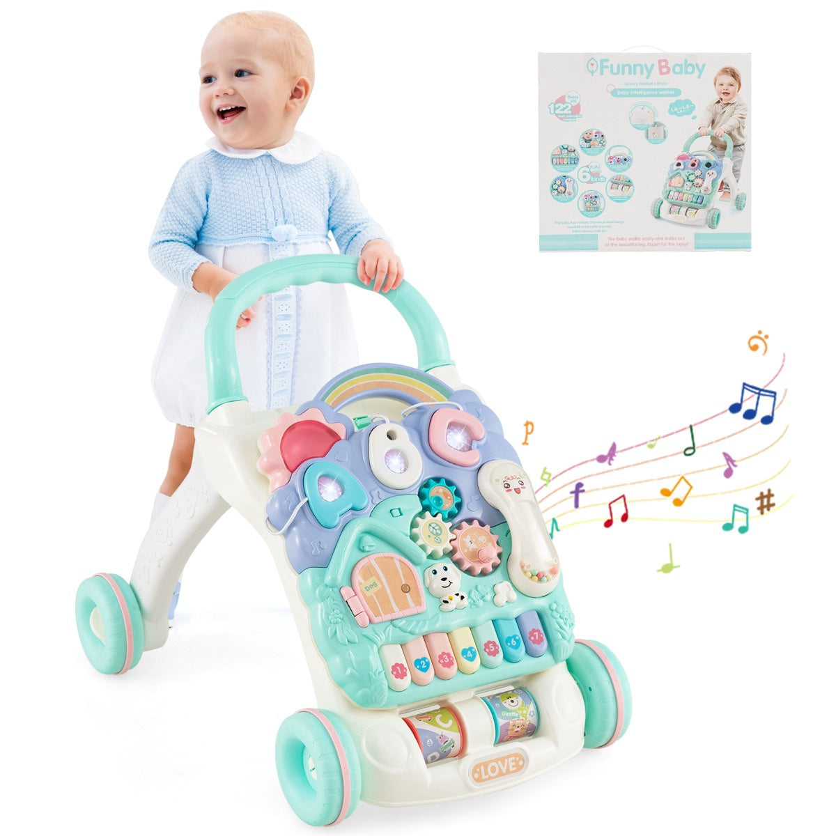 Baby Walker With Detachable Activity Panel, Lights, Music