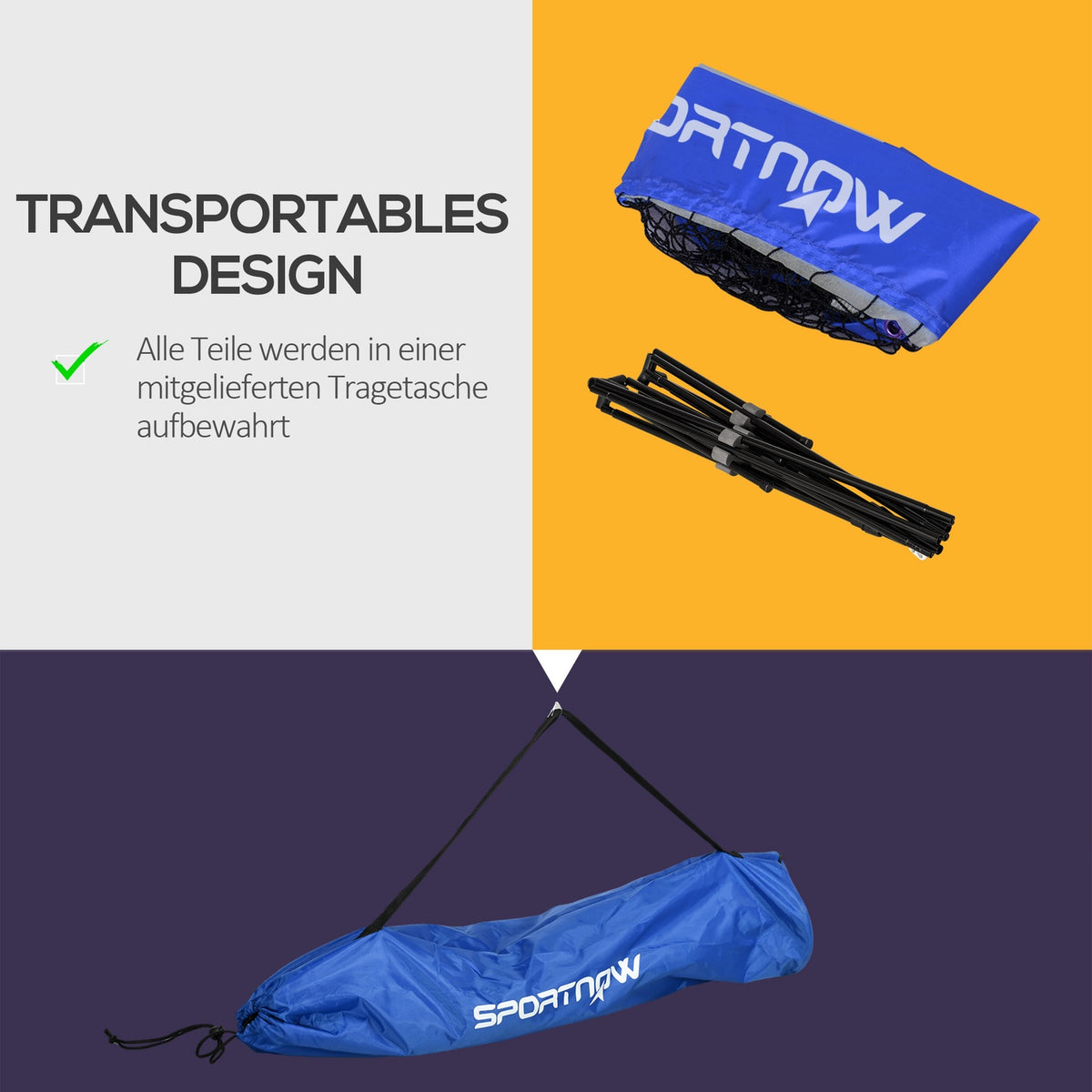 Badminton Net Set Foldable Tennis Net, 103/120/155H Cm Height Adjustable Indoor Outdoor Badminton Net, Volleyball Net Metal Polyester Blue
