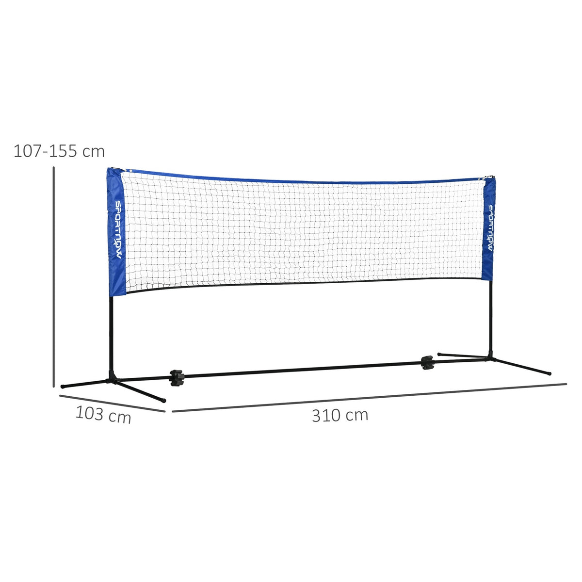 Badminton Net Set Foldable Tennis Net, 103/120/155H Cm Height Adjustable Indoor Outdoor Badminton Net, Volleyball Net Metal Polyester Blue