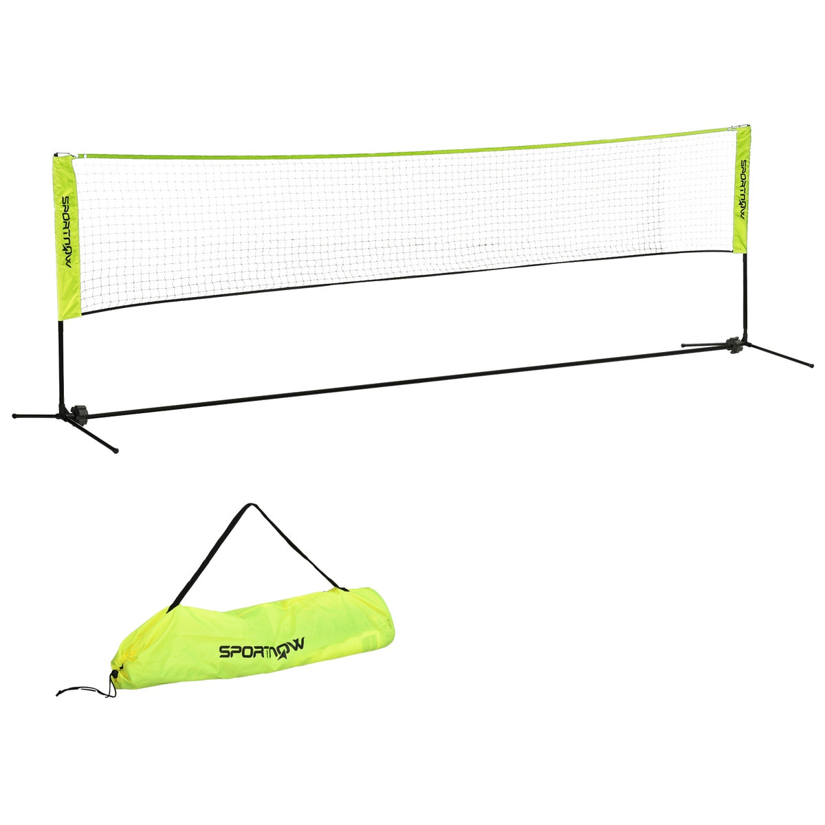 Badminton Net Set Foldable Tennis Net, 103/120/155 cm Height Adjustable Indoor Outdoor Badminton Net, Volleyball Net with Transport Bag Metal Polyester Yellow