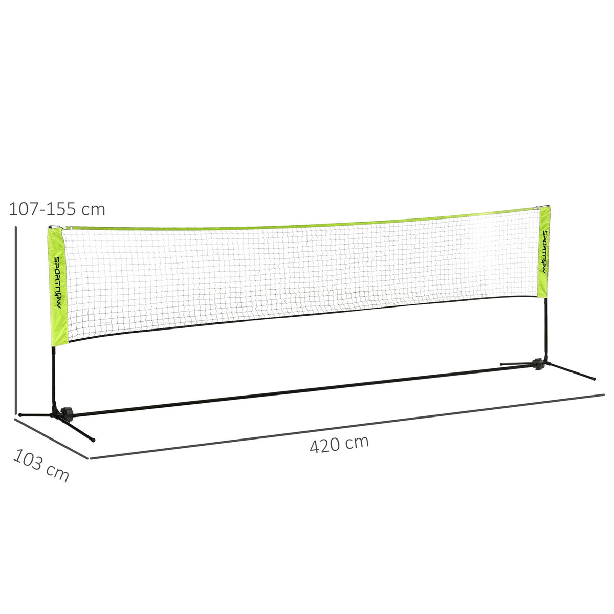 Badminton Net Set Foldable Tennis Net, 103/120/155 cm Height Adjustable Indoor Outdoor Badminton Net, Volleyball Net with Transport Bag Metal Polyester Yellow