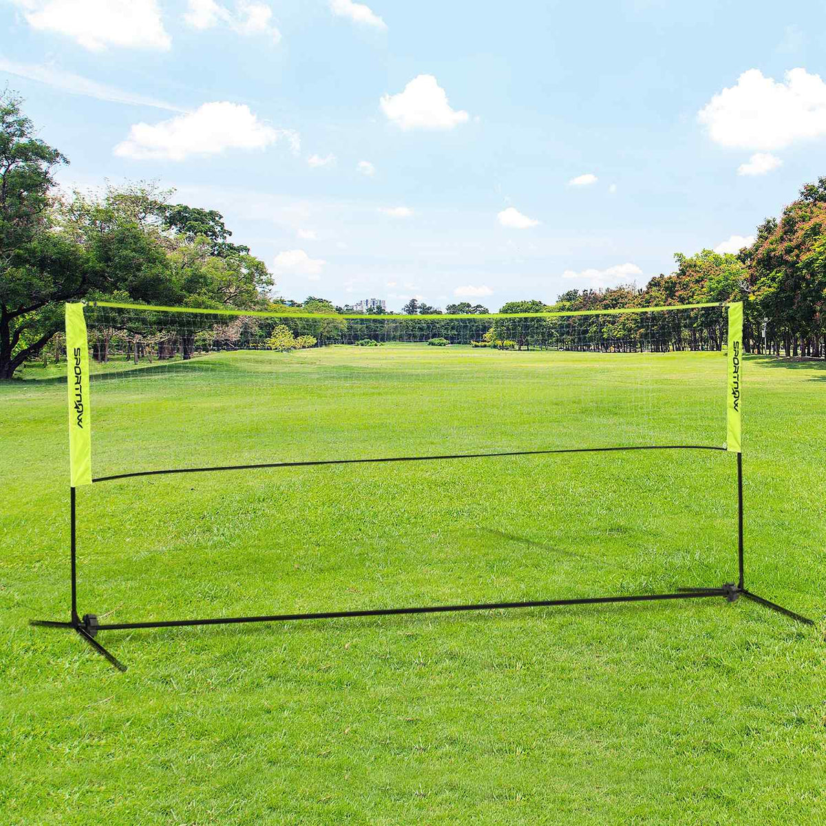 Badminton Net Set Foldable Tennis Net, 103/120/155 cm Height Adjustable Indoor Outdoor Badminton Net, Volleyball Net with Transport Bag Metal Polyester Yellow
