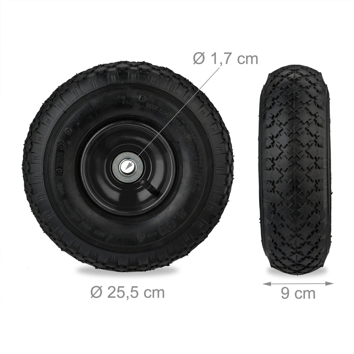 Bag loader wheels 2-pack with pneumatic tires